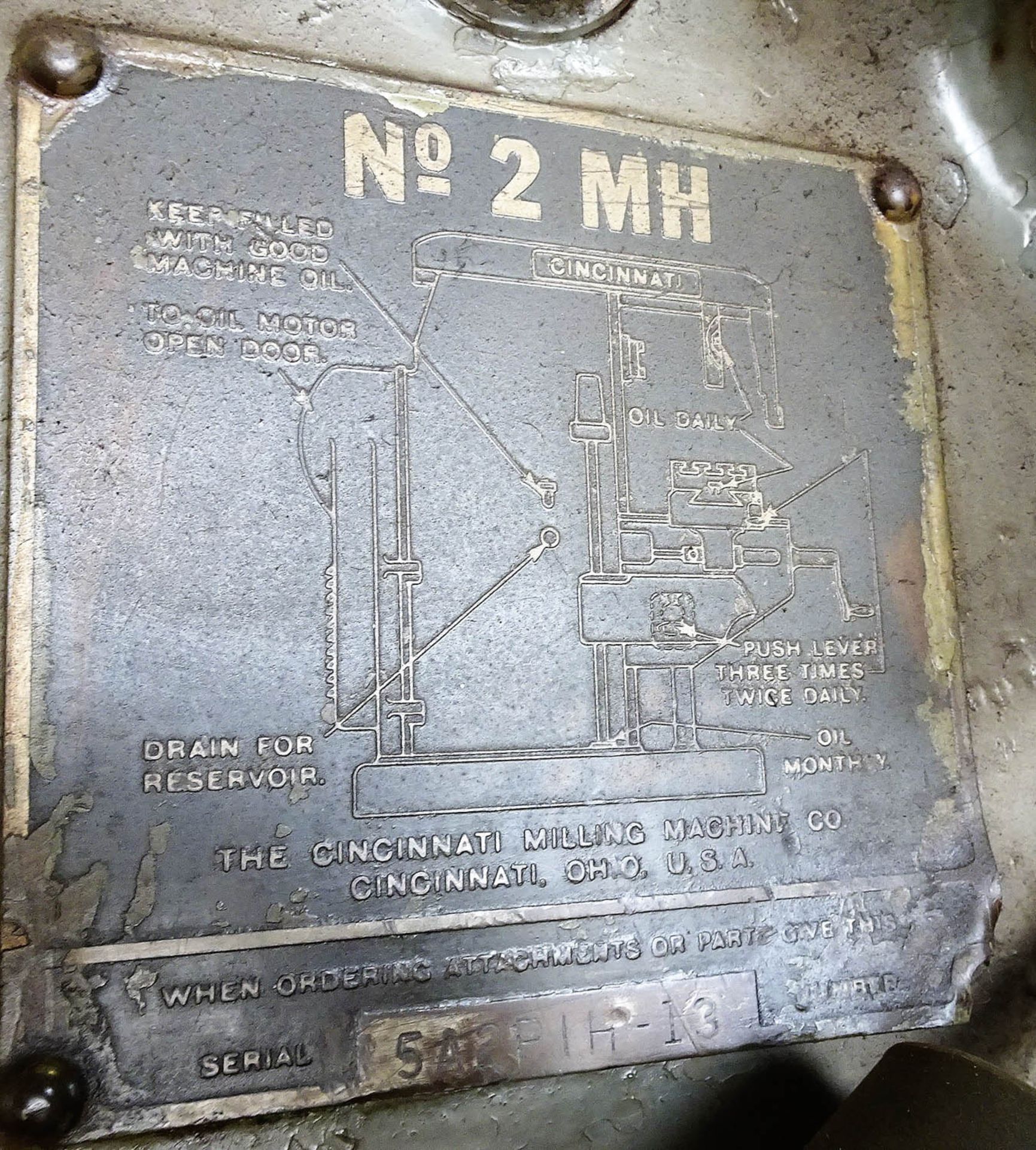 CINCINNATI MDL. NO. 2MH VERTICAL MILLING MACHINE, WITH ROTARY TABLE, VARIABLE SPEED, S/N 5A2P1H-13 - Image 4 of 4
