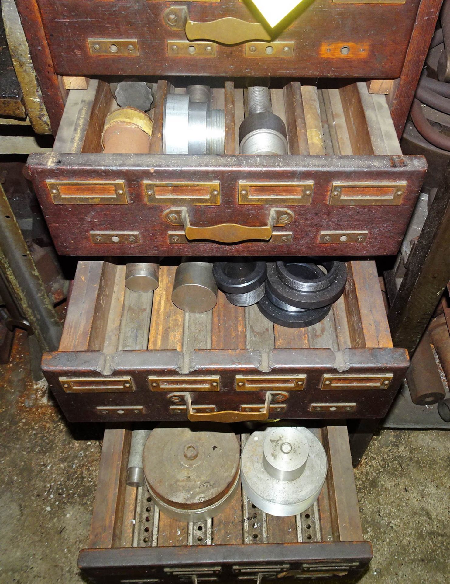 LOT OF (2) WOOD MULTI-DRAWER SMALL PARTS CABINETS WITH CONTENTS, INCLUDING: SETTING NUTS, BOLTS, - Image 6 of 6
