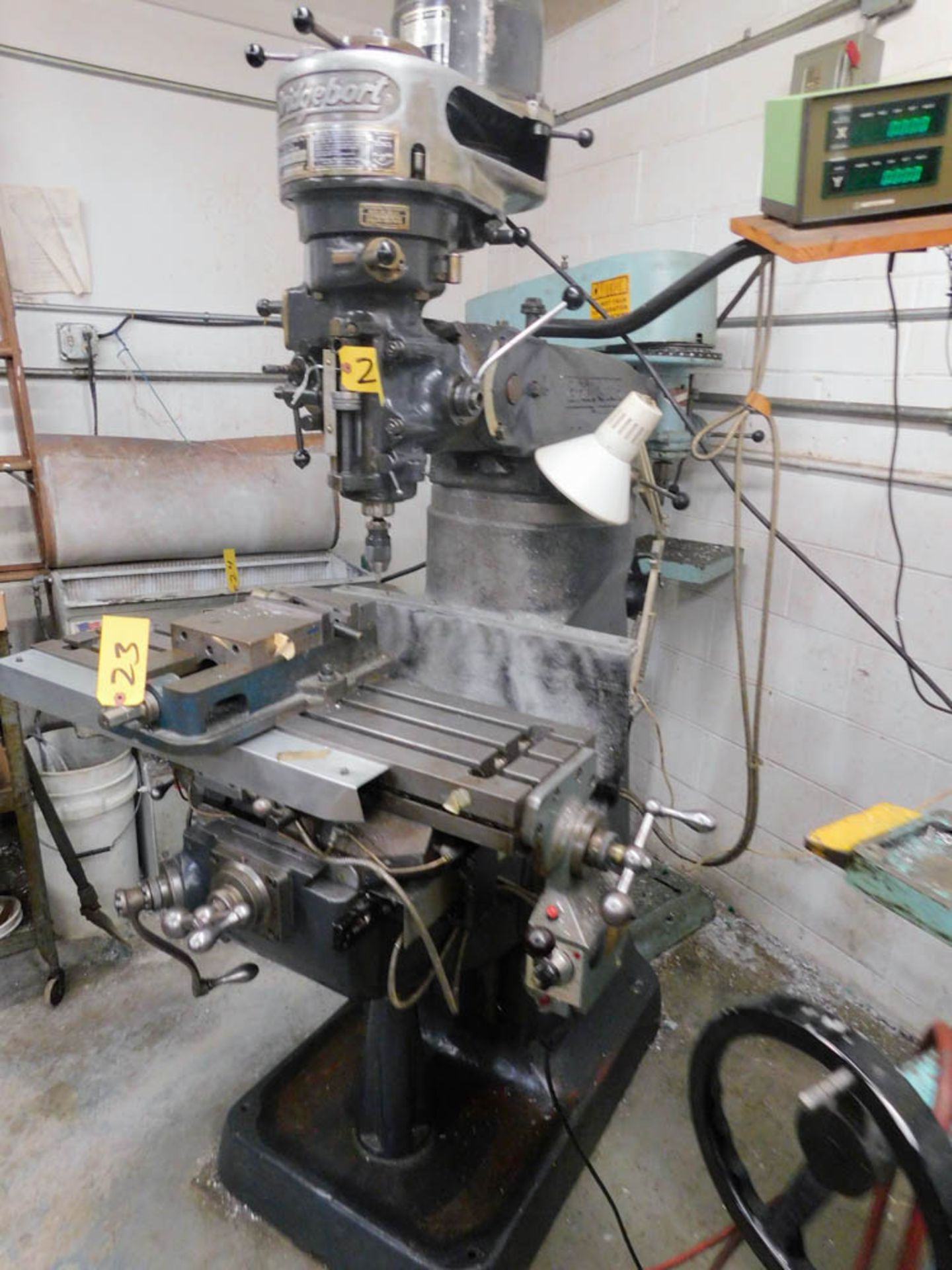 BRIDGE PORT 1 HP VERTICAL MILLING MACHINE, 80-2720 RPM, 9"X 36" TABLE POWER FEED, MITUTOYO 2 AXIS - Image 3 of 3