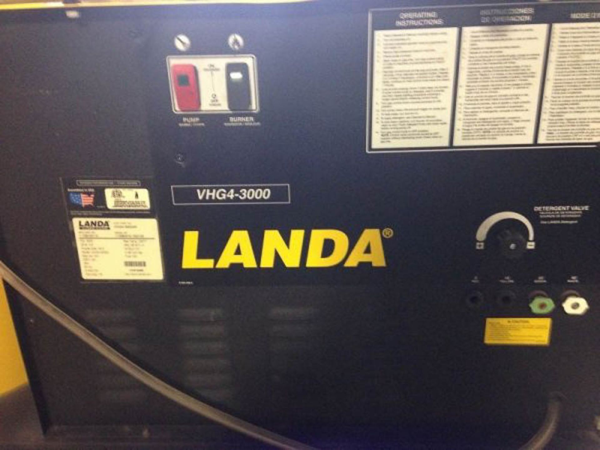 LANDA MODEL VHG4-3000 HOT WATER TYPE PRESSURE WASHER - Image 3 of 3