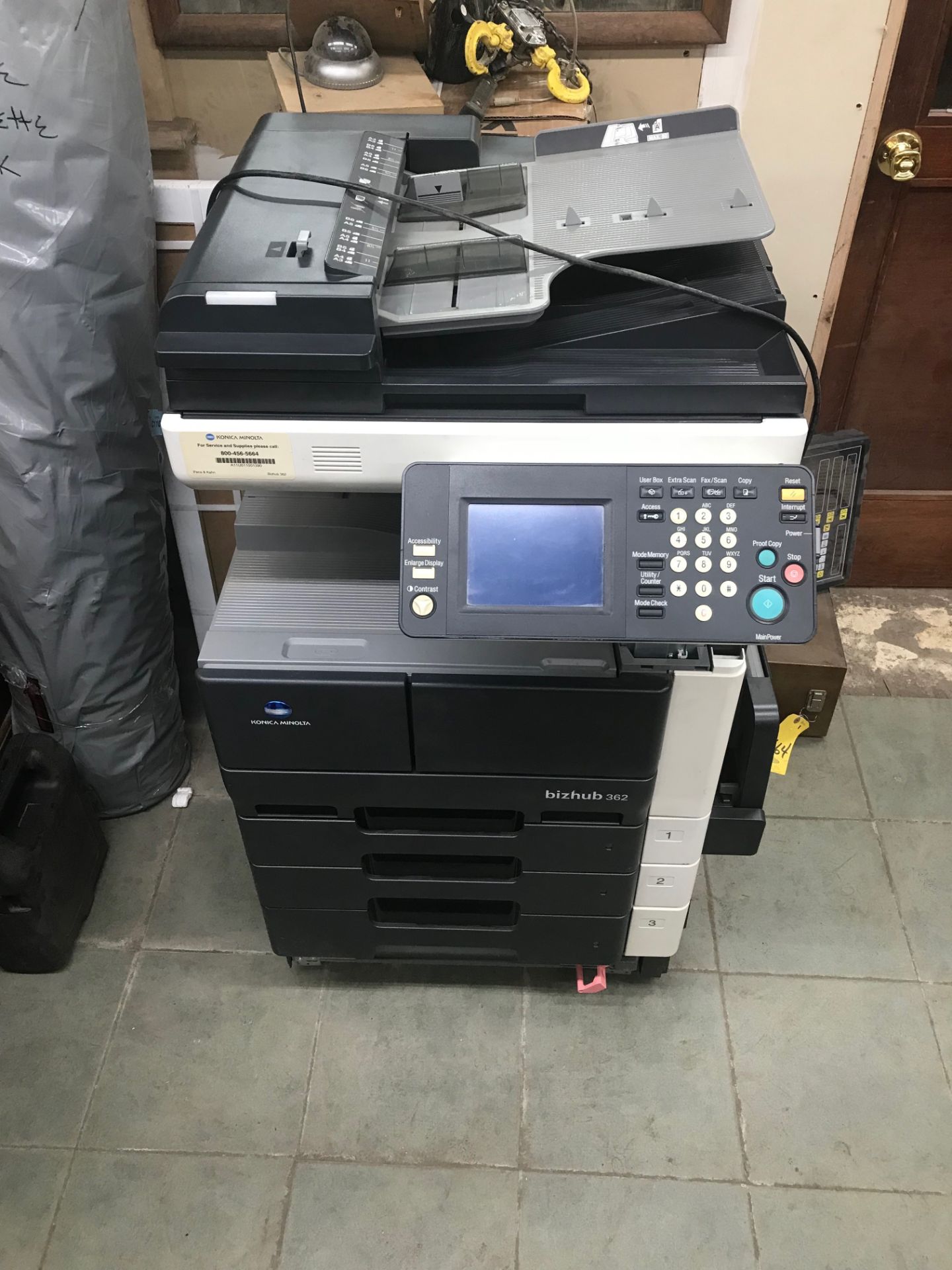 KONICA MINOLTA MODEL PC-206 BIZHUB 362 COPY MACHINE, PRINTER, FAX MACHINE, S/N: A0RC0Y1007063