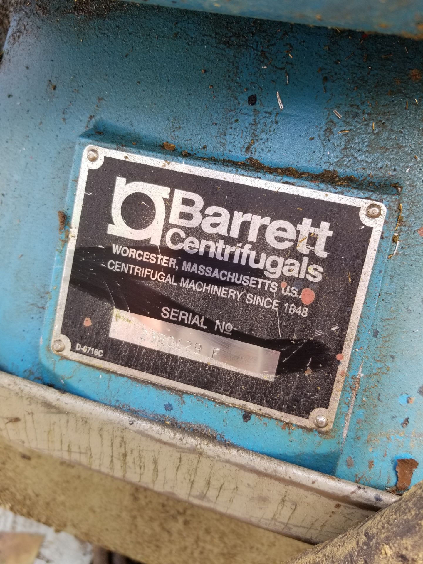 BARRETT CENTRIFUGALS CENTRIFUGE, S/N: 2360129F - Image 2 of 2