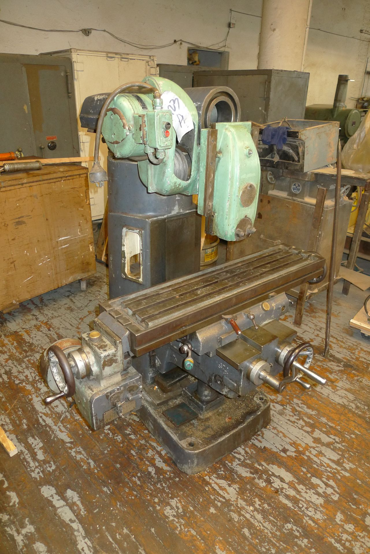 CINCINNATI MILLING MACHINE BASE WITH SLITTING ATTACHMENT, 9" X 54" TABLE