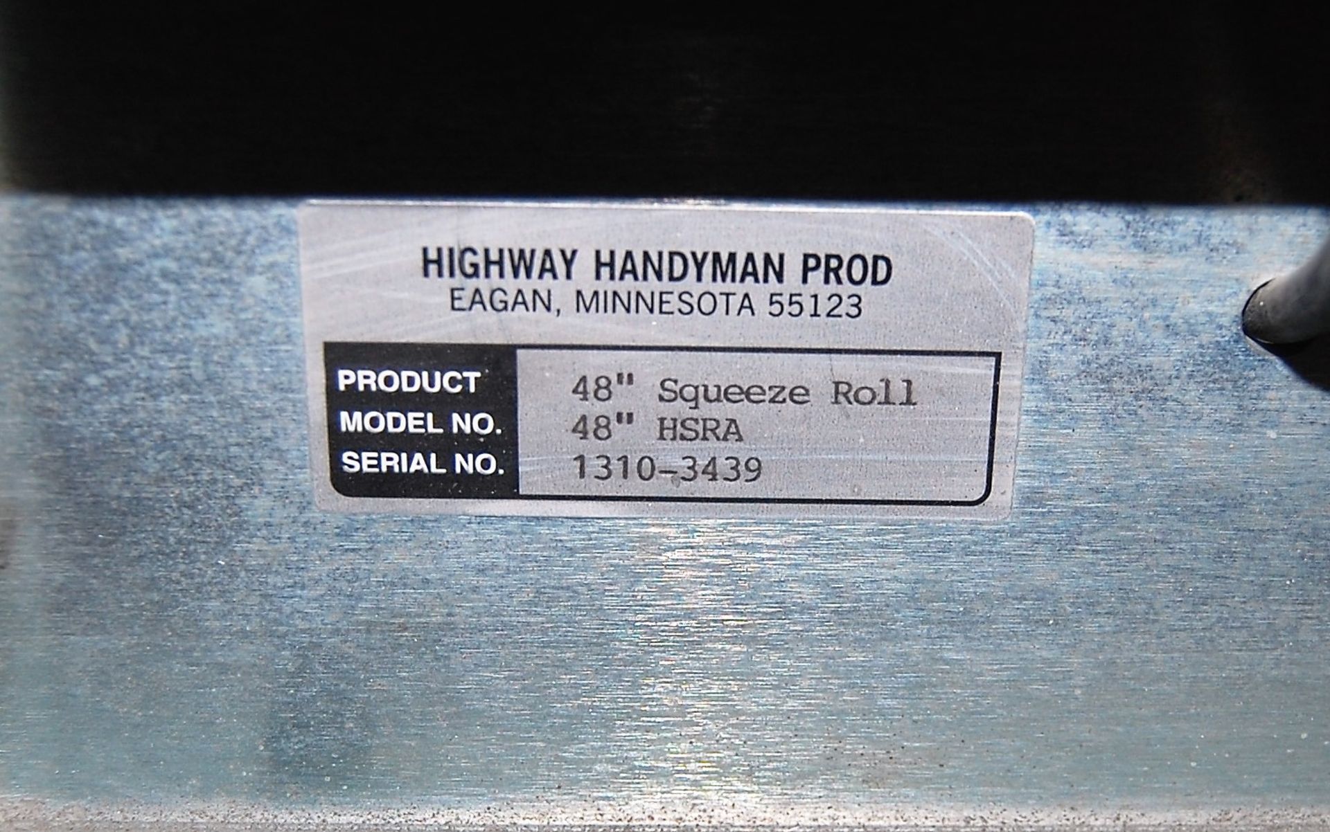 48" HIGHWAY HANDYMAN MDL. 48" HSRA SQUEEZE ROLL, S/N: 1310-3439 - Image 2 of 3