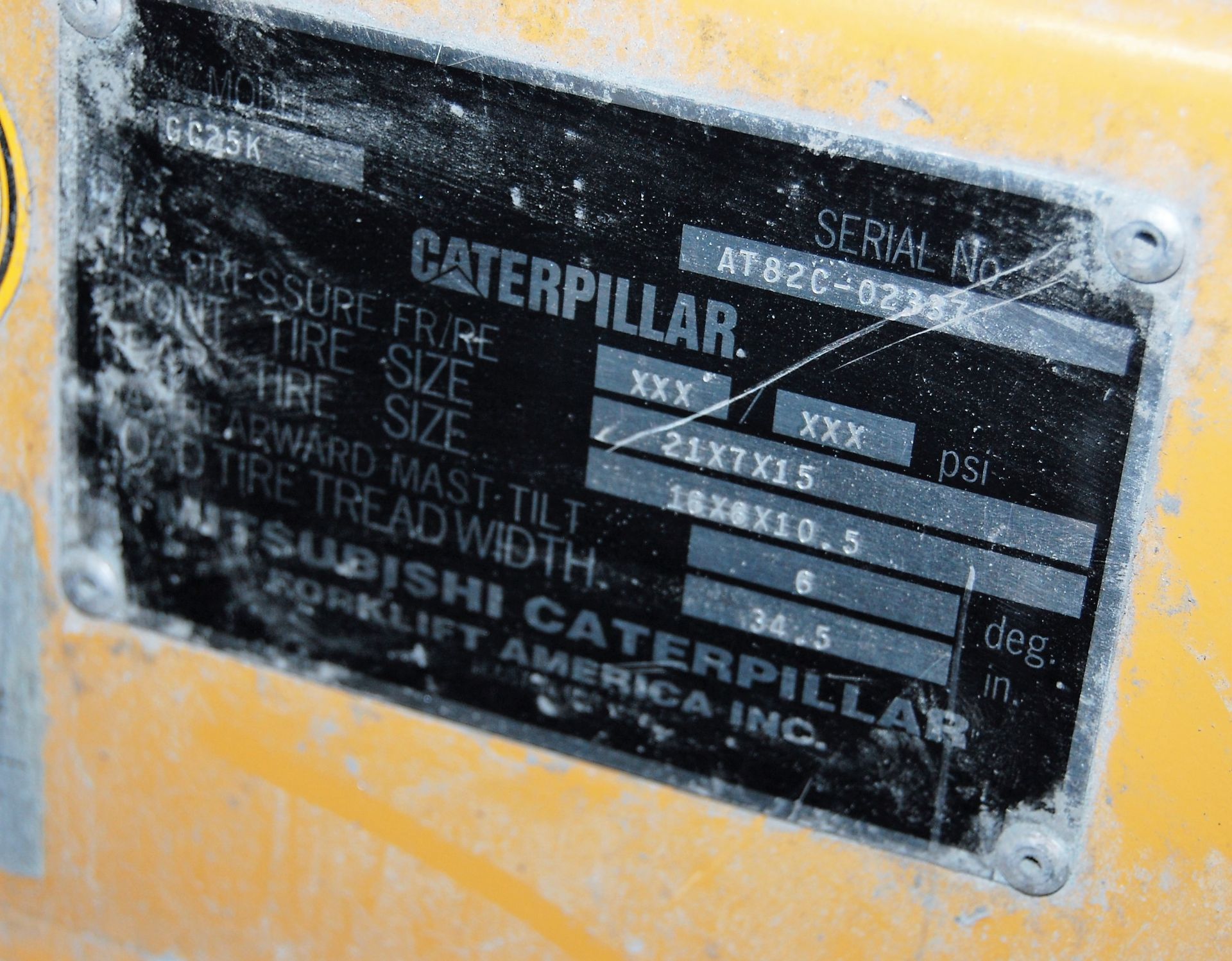 4700# CATERPILLAR MDL. GC25K PROPANE FORKLIFT, 188" REACH, SIDE SHIFT, HARD TIRES - Image 3 of 8