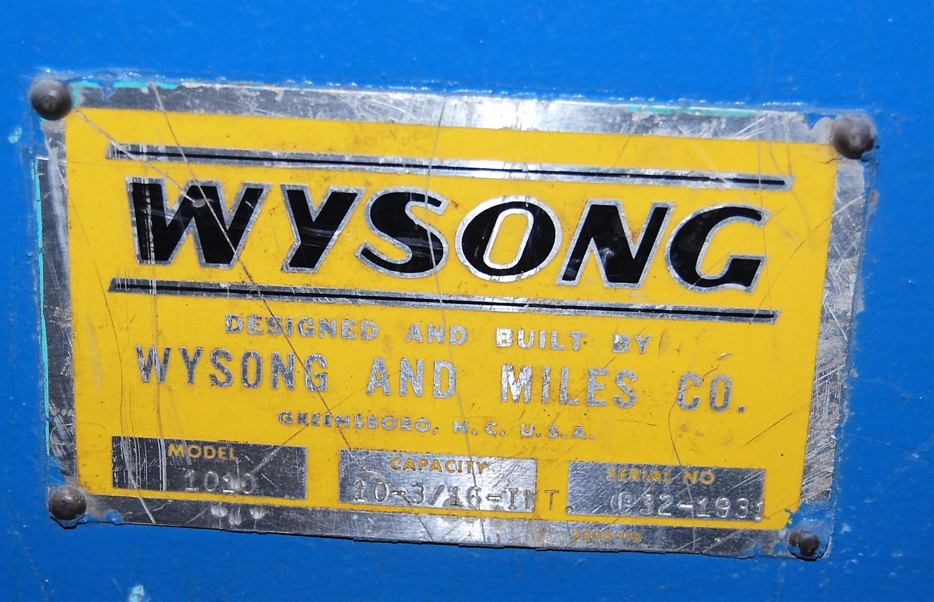 10' X 10GA WYSONG SHEAR MDL. 1010 (3/16 M.S. INTERMITTANT) POWER SHEAR, SQUARING ARM, WYSONG - Image 5 of 17