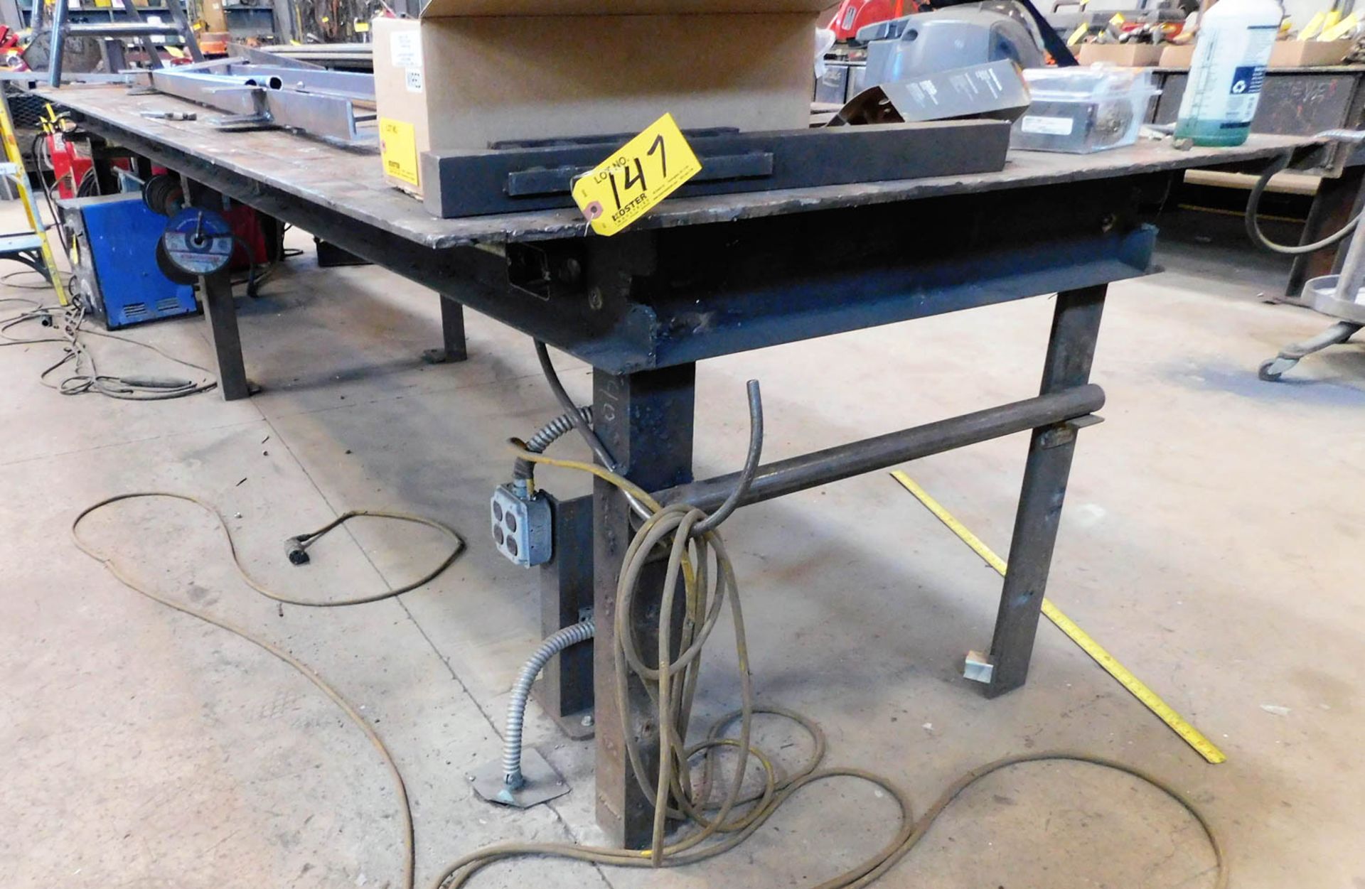195" X 51" STEEL LAYOUT TABLE (NO CONTENTS)