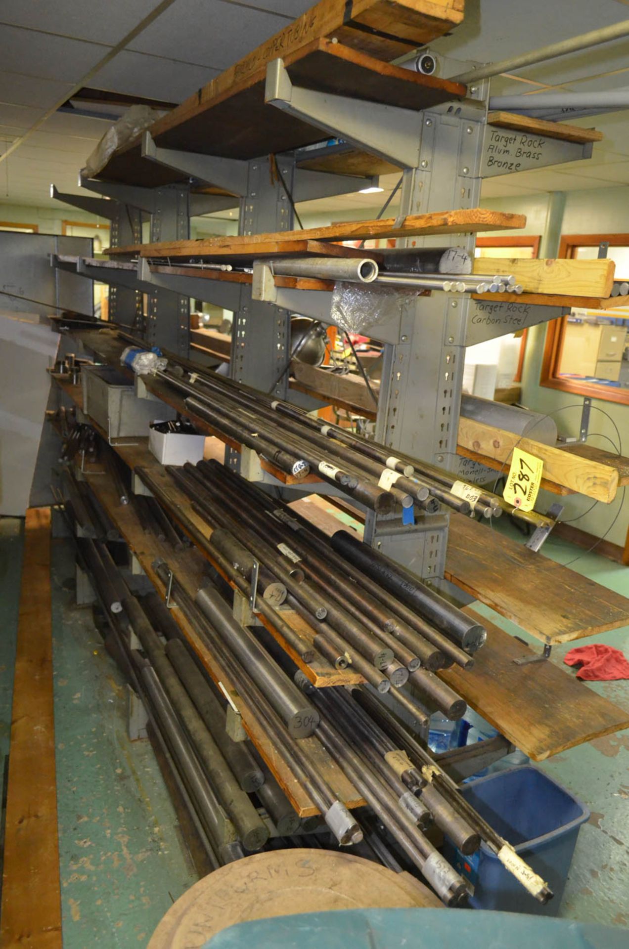CONTENTS OF CANTILEVER RACK, INCLUDING: BAR & TUBE STOCK, BRASS, STAINLESS STEEL, ALUMINUM, ETC. (NO