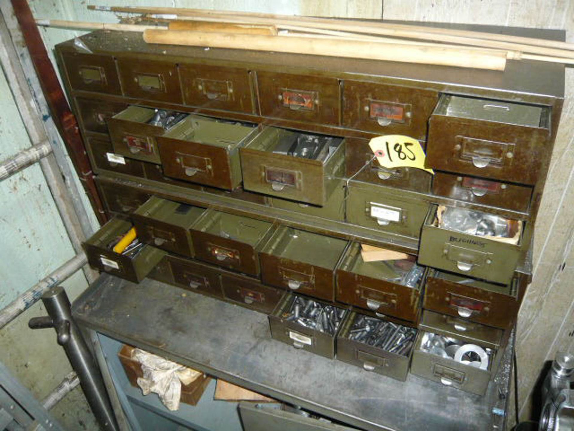 36-DRAWER PARTS CABINET, 2-DOOR STEEL CABINET