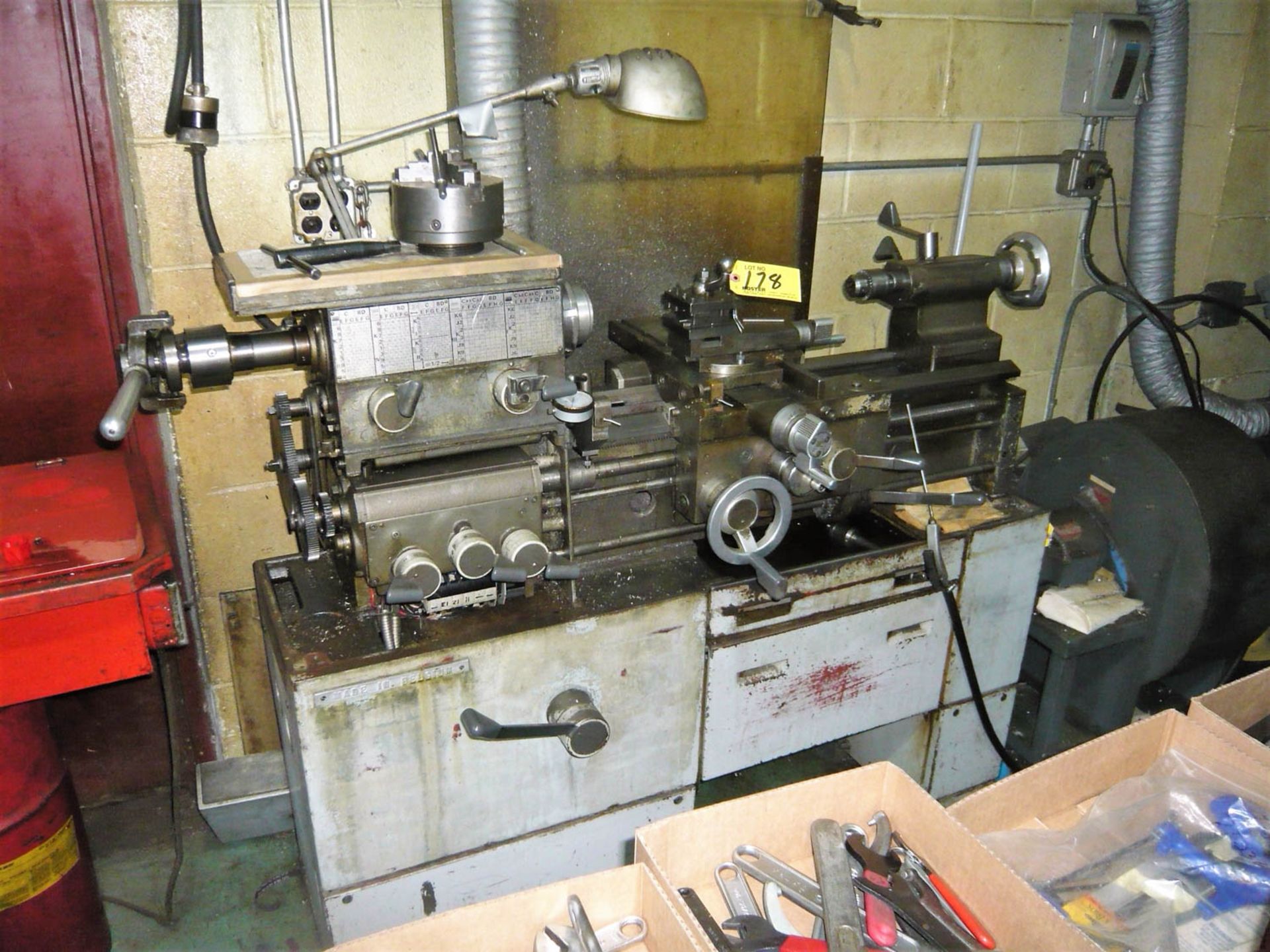 MADE IN BELGIUM 12" X 20" LATHE, INCH / METRIC THREADING, TOOL POST, 5C COLLET CHUCK, 6" 3-JAW