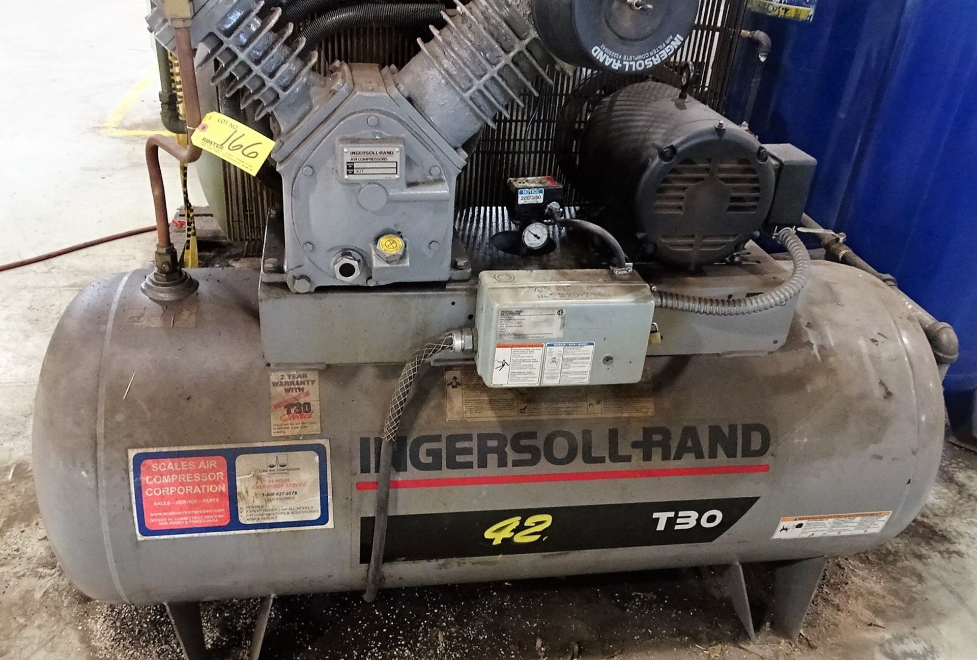 INGERSOLL-RAND MDL. T30-2545E10V 10 HP TWIN PISTON HORIZONTAL AIR COMPRESSOR WITH APPROXIMATELY