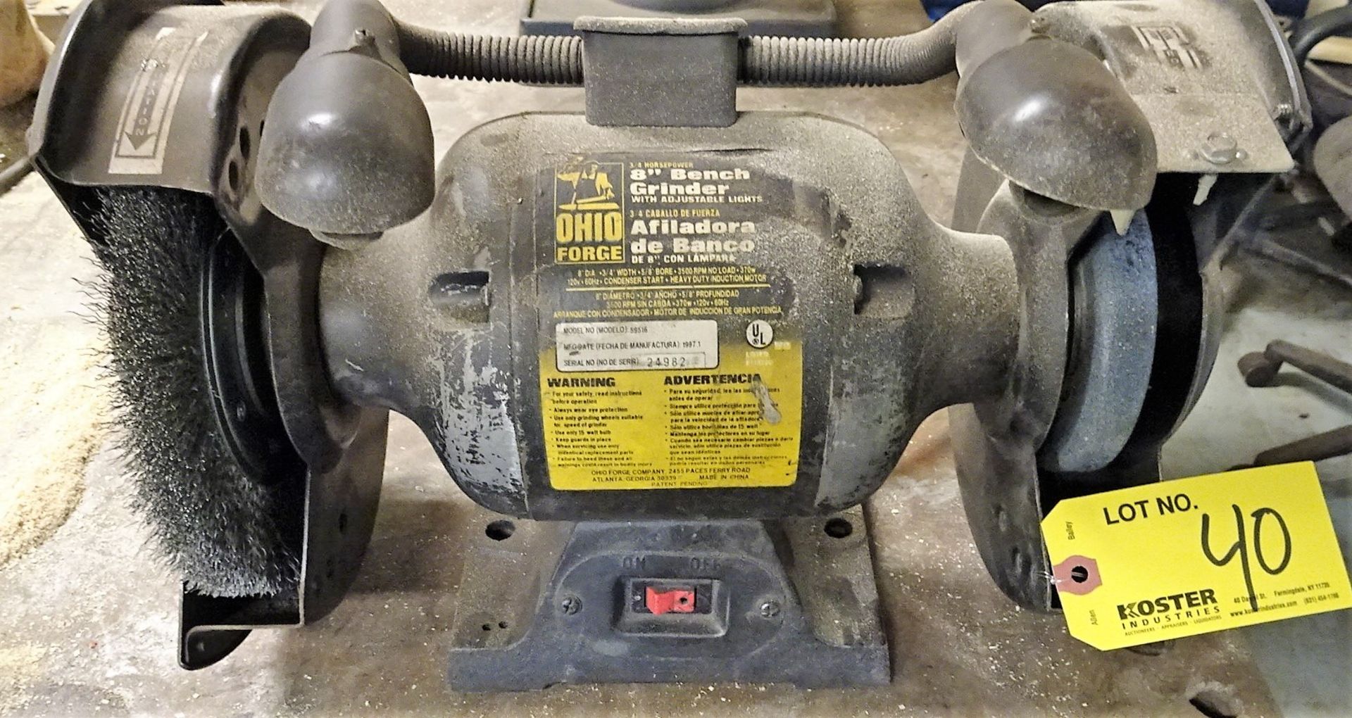 OHIO FORGE 8" DOUBLE-ENDED BENCH GRINDER