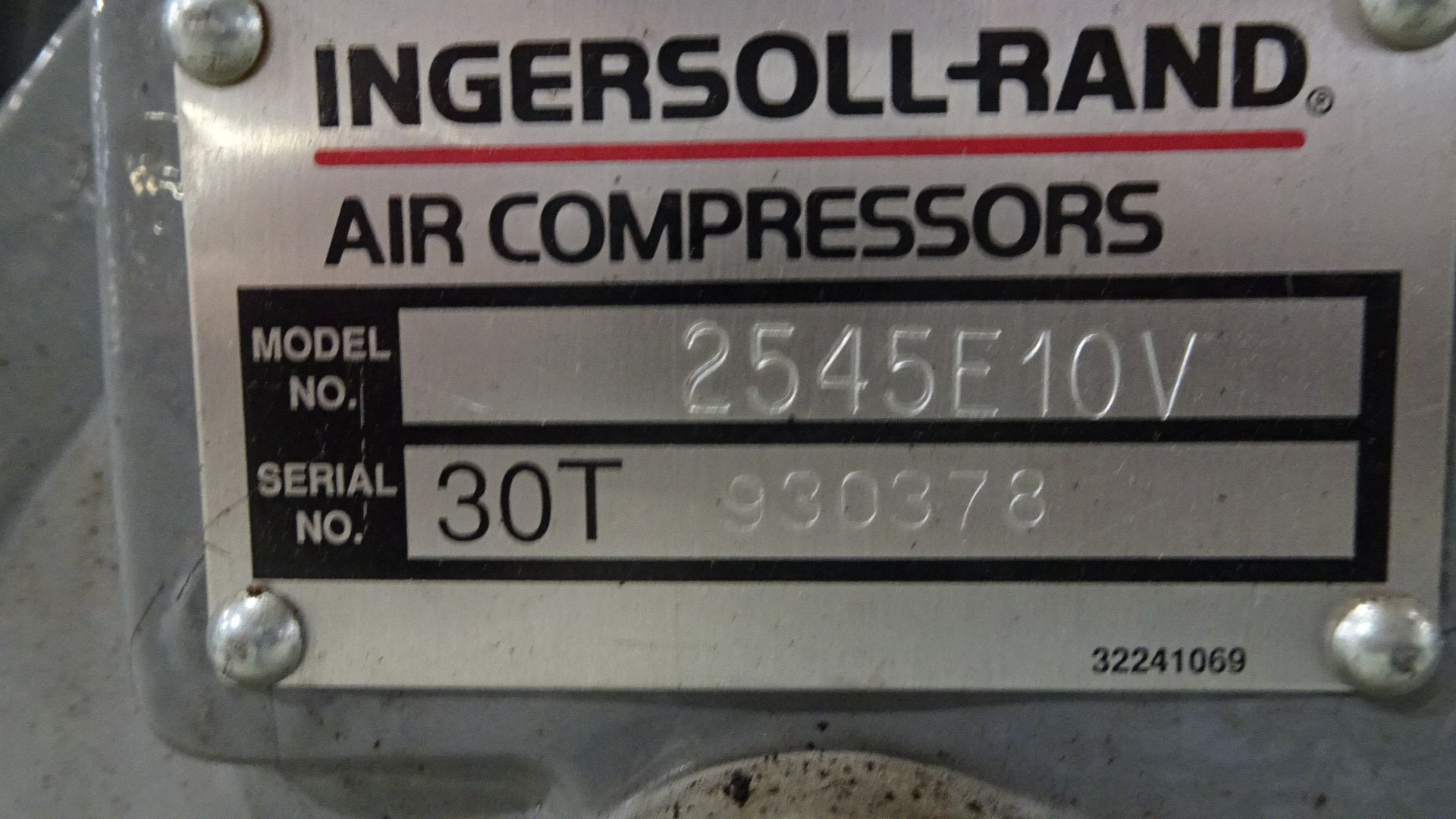 INGERSOLL-RAND MDL. T30-2545E10V 10 HP TWIN PISTON HORIZONTAL AIR COMPRESSOR WITH APPROXIMATELY - Image 3 of 3