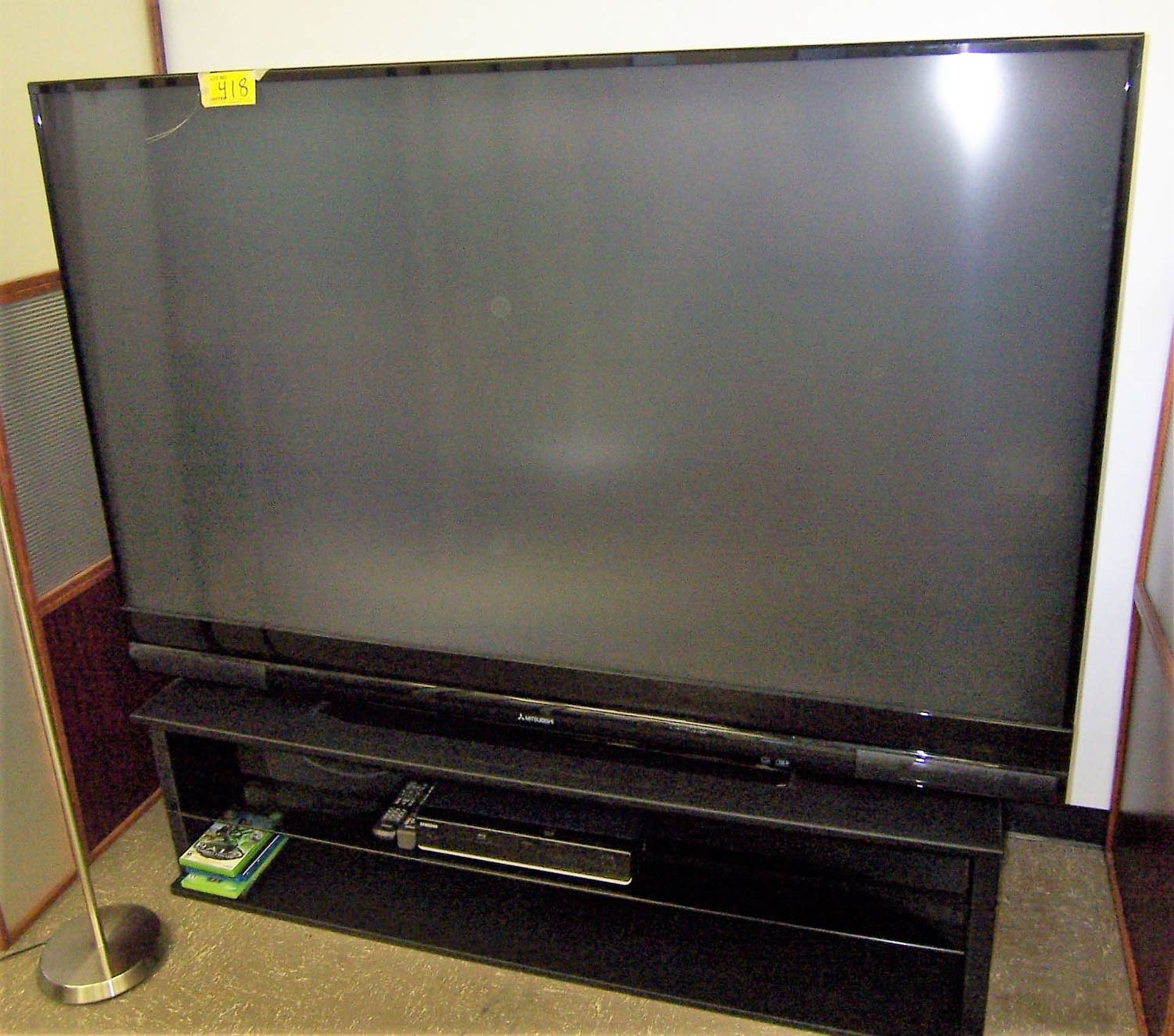 MITSUBISHI APPROXIMATELY 72" TELEVISION, WITH SAMSUNG DVD PLAYER