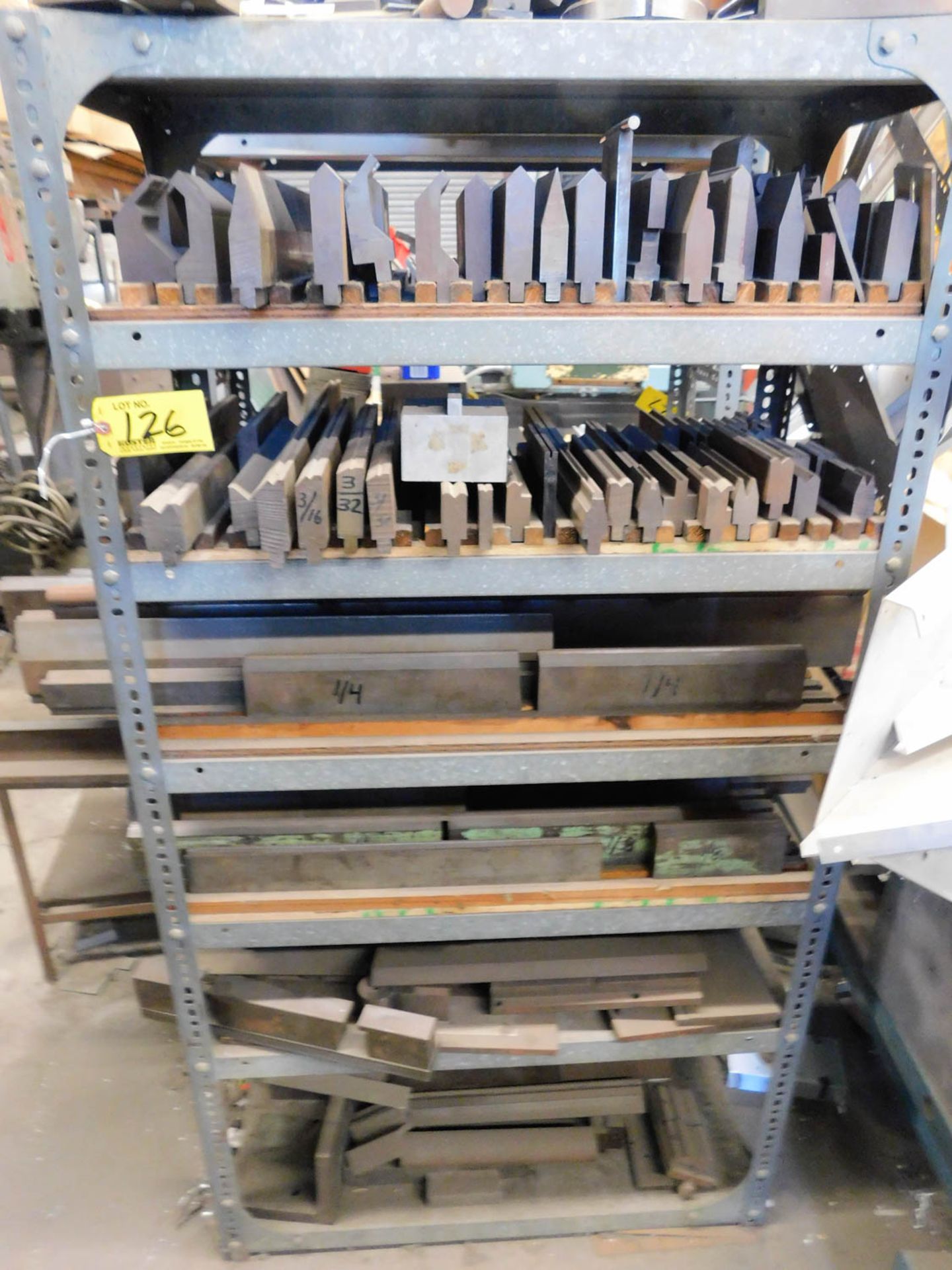 RACK WITH ASSORTED PRESS BRAKE DIES