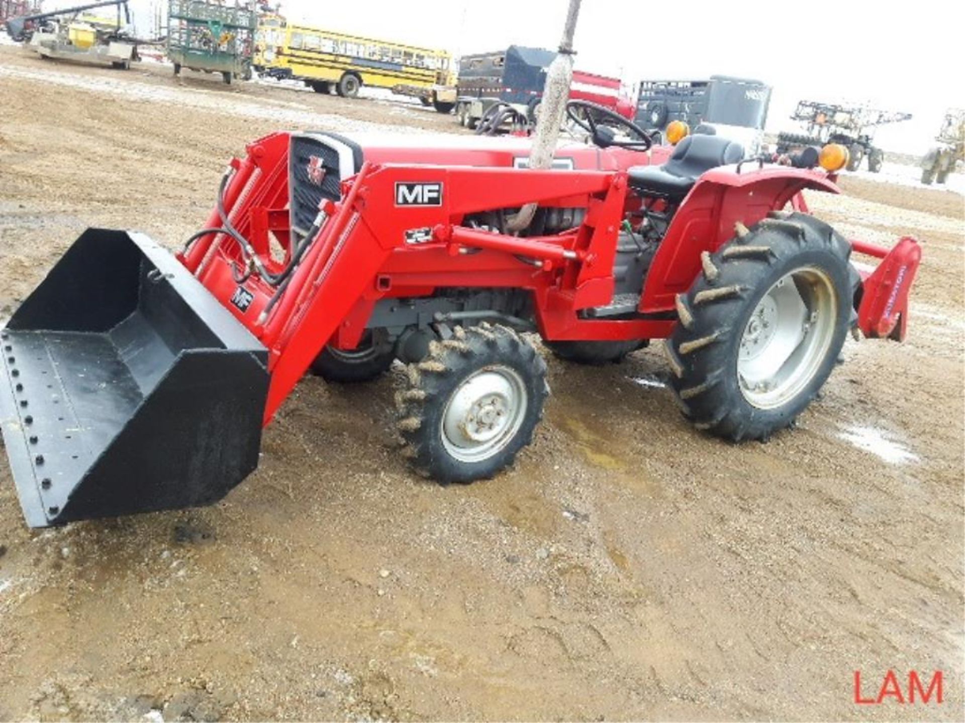 1984 210-4 Massey Ferguson MFWD Utility Tractor 28hp, W/ FEL, & 3ph 48 in Tiller