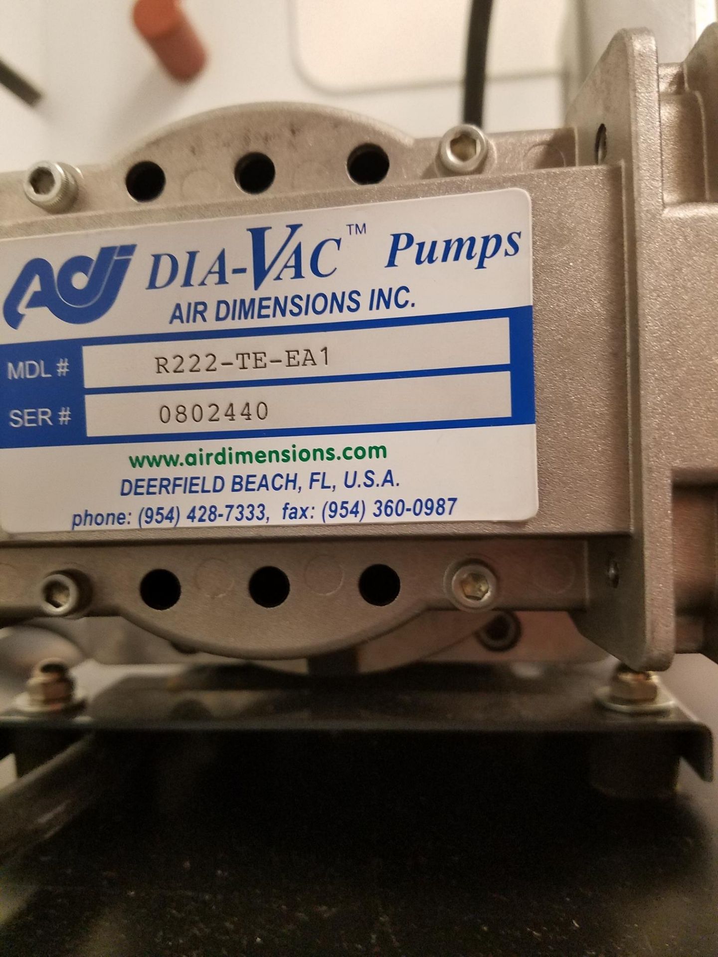 Air Dimensions Vacuum Pump, M# R222-TE-EA1 - Bild 2 aus 3