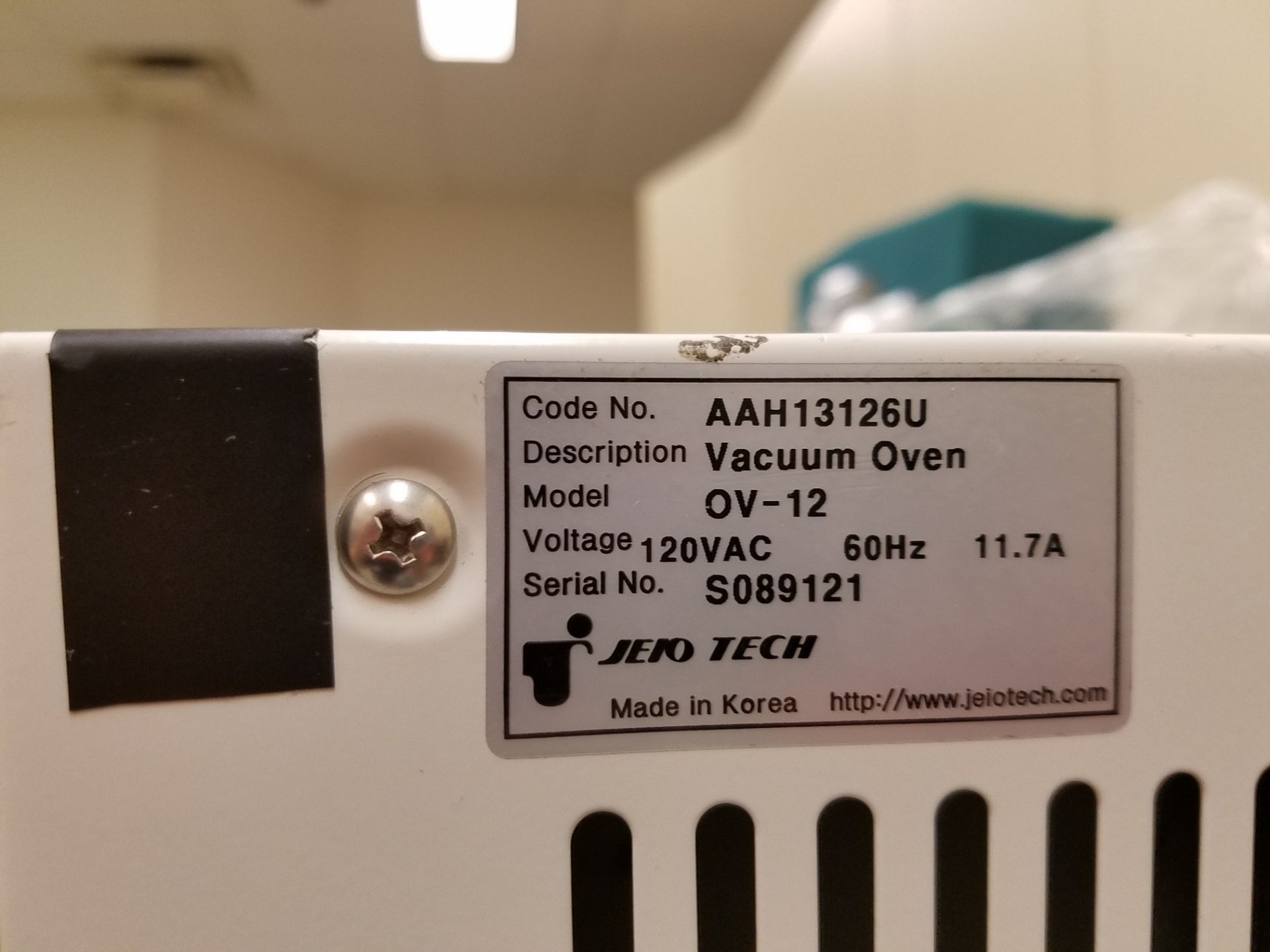 Jeio Tech Vacuum Oven, M# OV-12, S/N S089121, W/ Vacuum Pump - Image 2 of 5