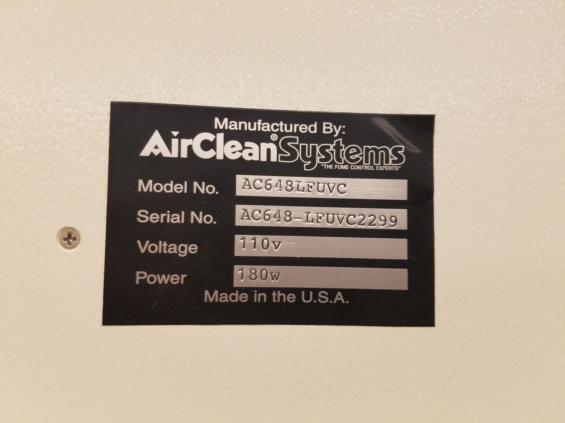 AirClean Systems, 600 PCR Workstation, M# AC648LFUVC, S/N AC648-LFUVC2299 - Bild 2 aus 2