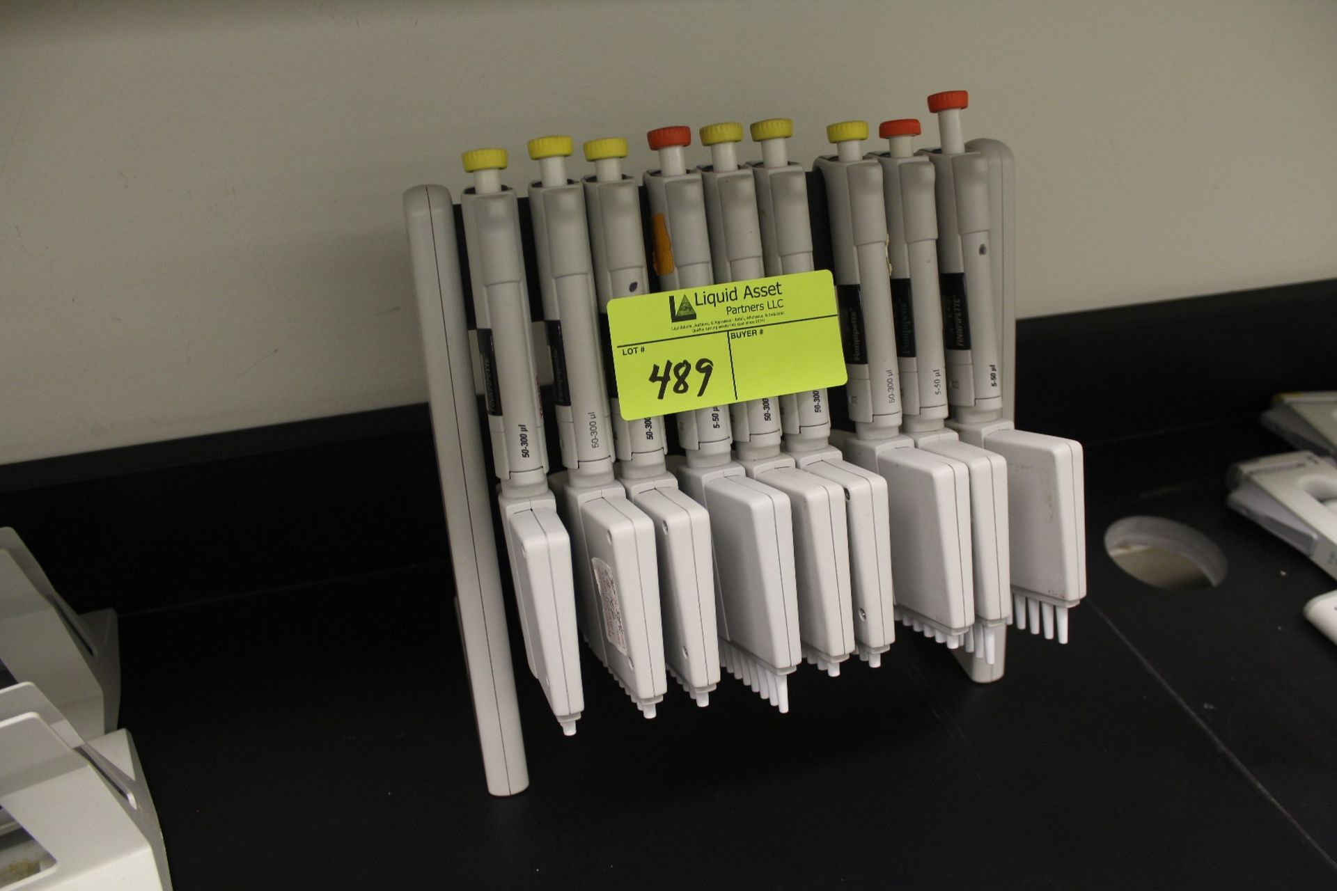 Lot of (9) Multi Channel Pipettes, w/Stand