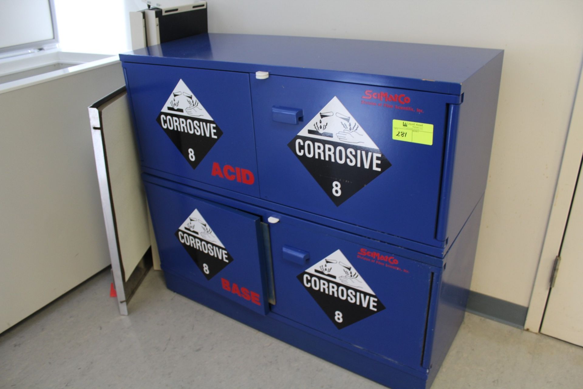 Lot of (2) Sci Mat Co Corrosive Storage Cabinets