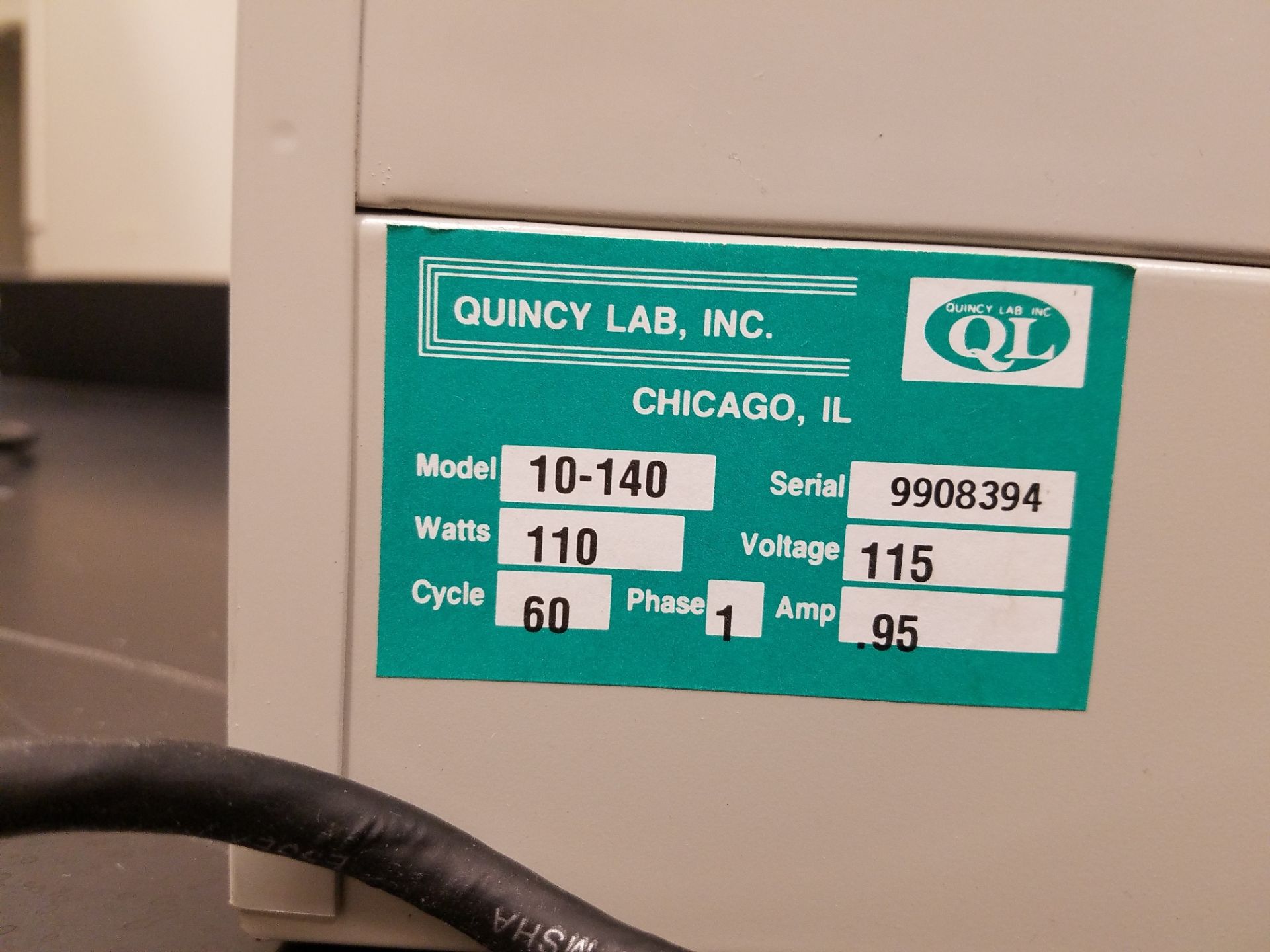 Quincy Lab, Incubator, M# 10-140, S/N 9908394 - Image 2 of 2