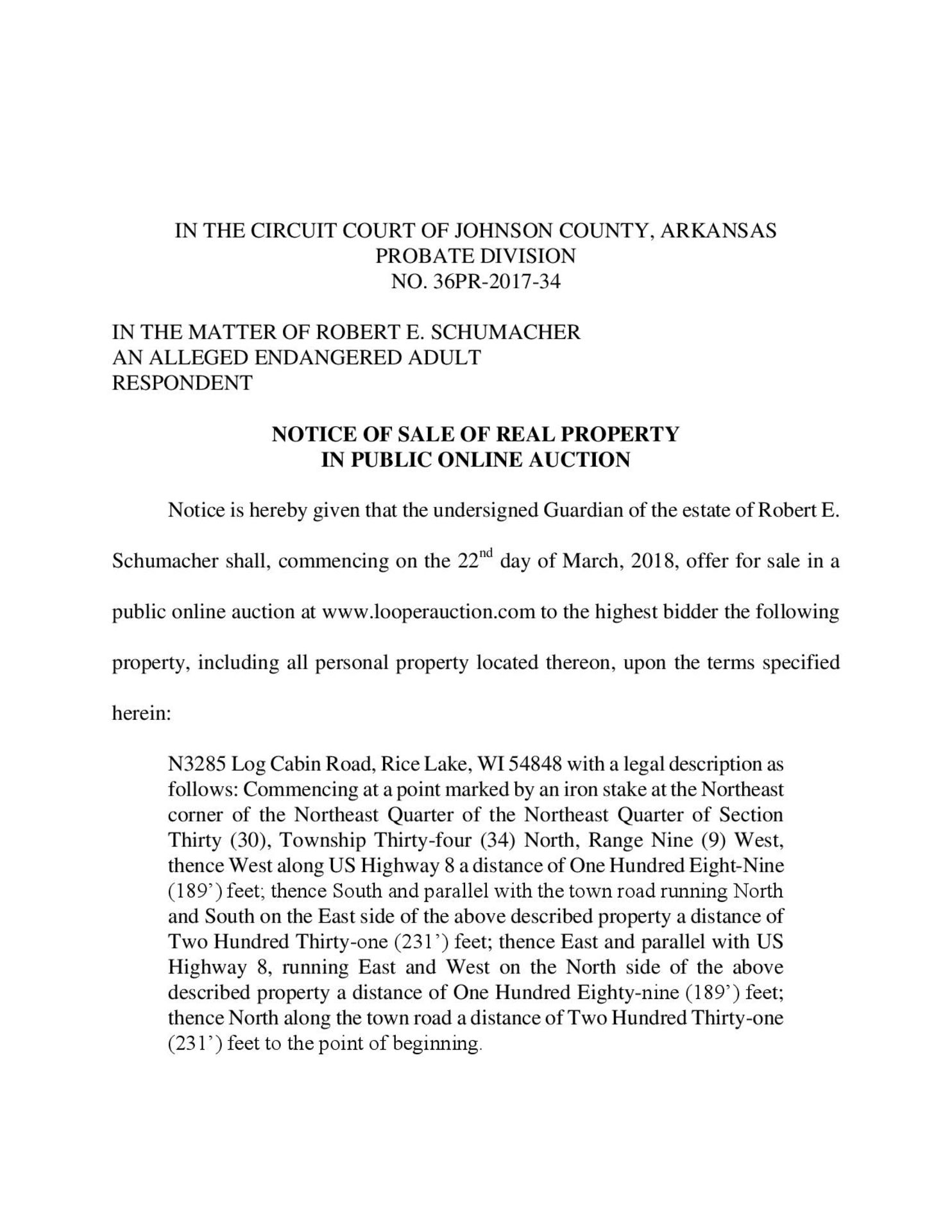 NOTICE OF SALE OF REAL PROPERTY (Located In Rice Lake, Wi. See Description) IN PUBLIC ONLINE AUCTION - Image 3 of 4