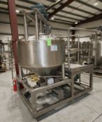 APV 200 Gal. S/S Dome-Top Cone Bottom Mix Tank, S/N K-0713 with Bottom and Side Sweep Agitation with