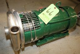 Tri-Clover 3 hp Centrifugal Pump, Model C218 with 2" x 1 1/2" Clamp Type S/S Head and Reliance