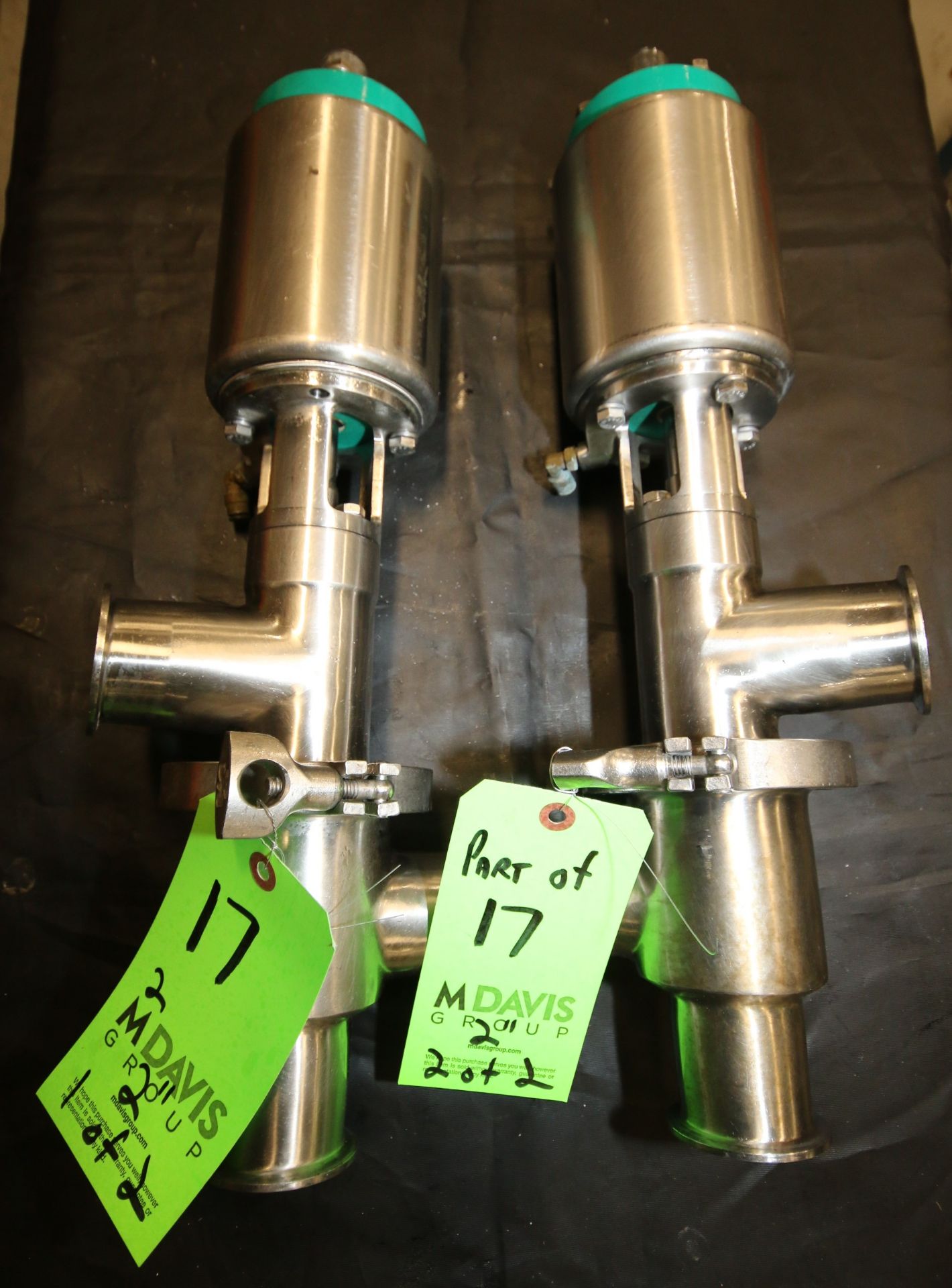 Tri-Clover 2" 3-Way Long Stem Clamp Type S/S Air Valves, Model 761 (Rigging/Loading Fee: $25.