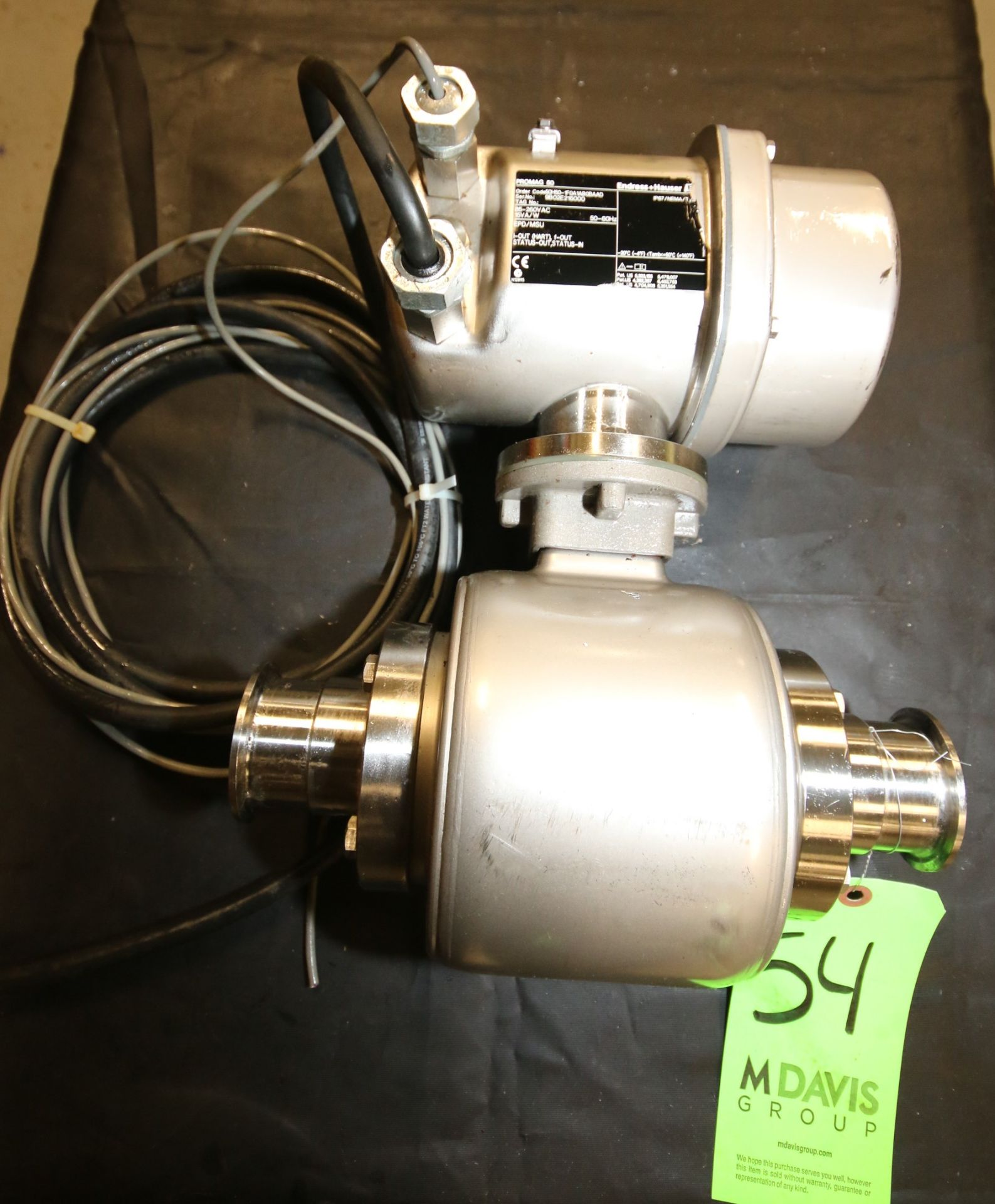 Endress Hauser 2" Clamp Typa In-Line S/S Flow Meter, Model Promag 50, S/N 9B02E216000 with Digital