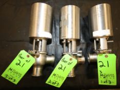 Tri-Clover 2" 2-Way Clamp Type S/S Air Valves, Type UNIQUE 7000, S/N 5016296, S/N 5013485 & S/N