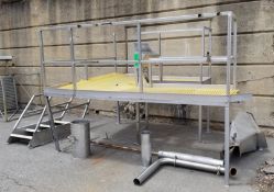 ~8 ft. L x 28" W x 18" H S/S Operators Platform with Plastic Grating and Handrail