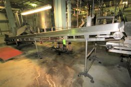 ~28 ft. L S/S Inclined Inspection Conveyor System, with 34" W Belt with 12" Flights, S/S