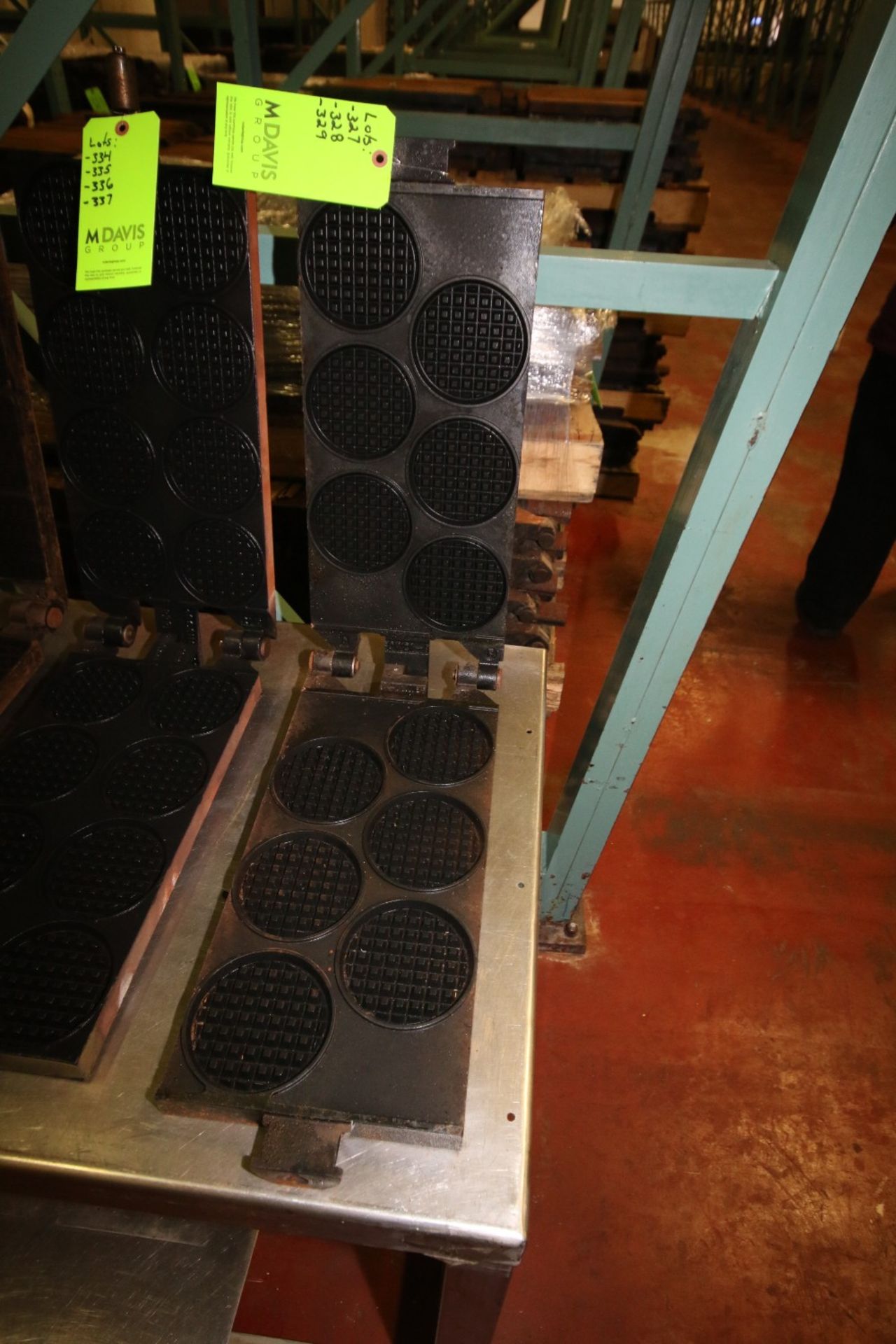 Haas ~23" L x 9" W Cast Iron Round Waffle Mold Sets - Produces (6) 4-1/2" Size Waffles Each on (3)