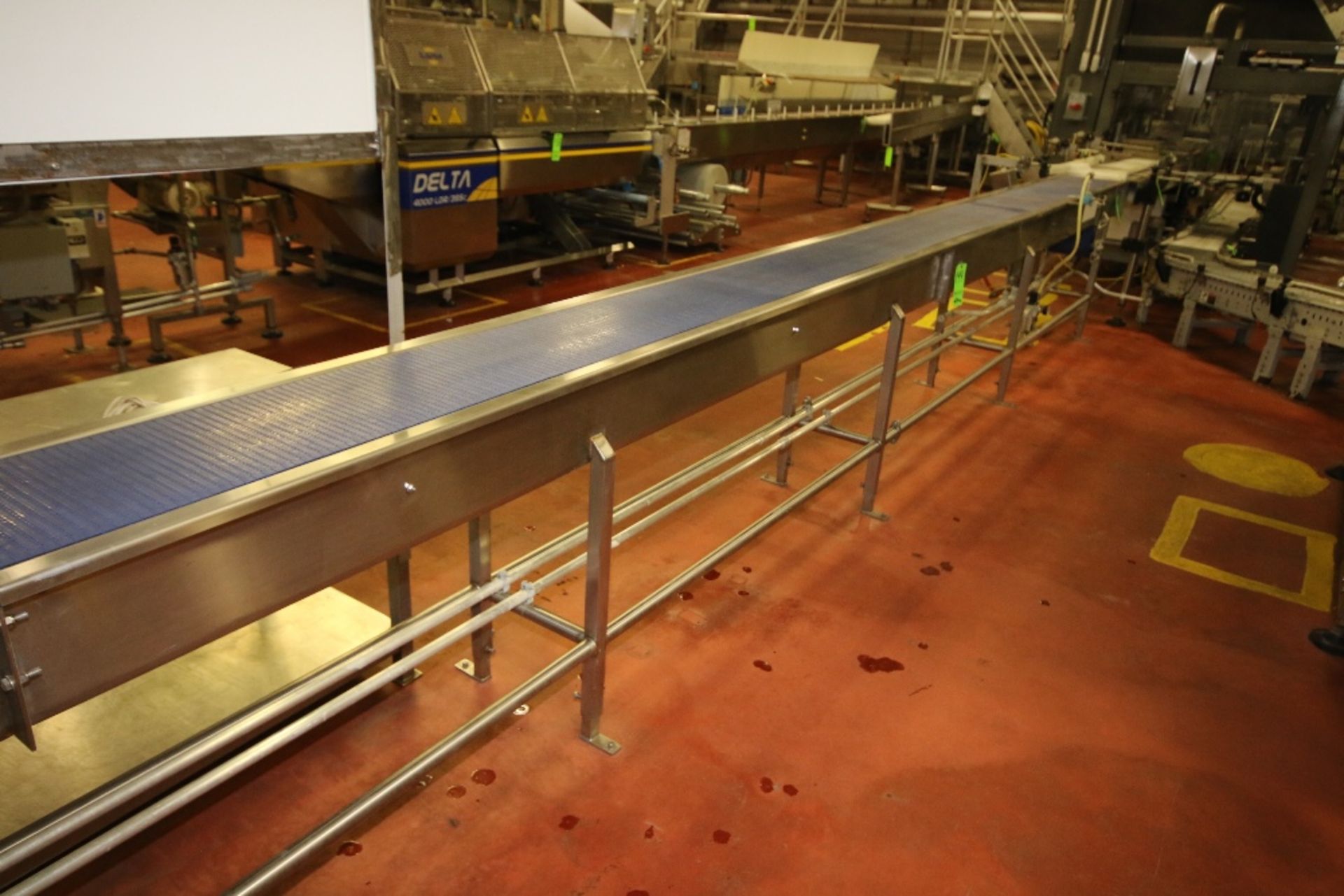 ~34 ft. L Infeed Conveyor with 12" W Intralox Belt to Caser with Drive and S/S Legs - Image 2 of 2