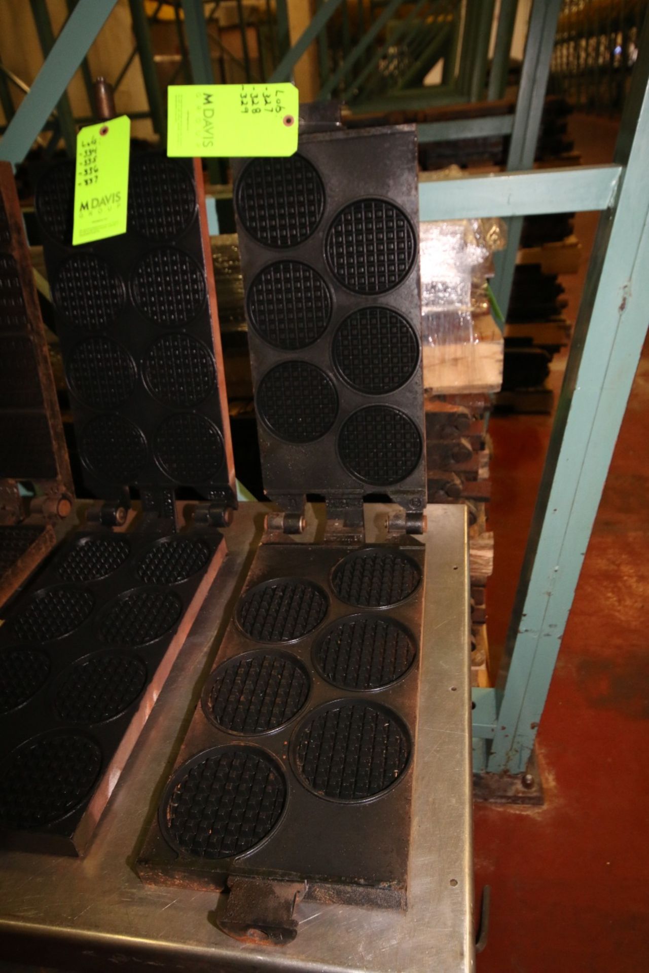 Haas ~23" L x 9" W Cast Iron Round Waffle Mold Sets - Produces (6) 4-1/2" Size Waffles Each on (4)