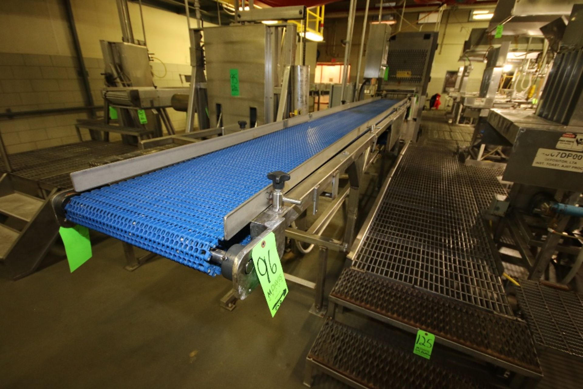 ~16 ft. L Outfeed Conveyor with 18" W Intralox Belt, (1) Drive, S/S Legs, 2" H S/S Side Walls, Allen