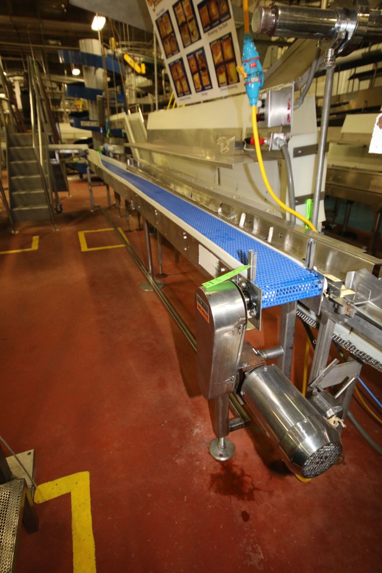 ~20.5 ft.L Each Infeed Conveyor into French Toast Wrappers with 9" W Intralox Belt, S/S Legs, - Image 4 of 7