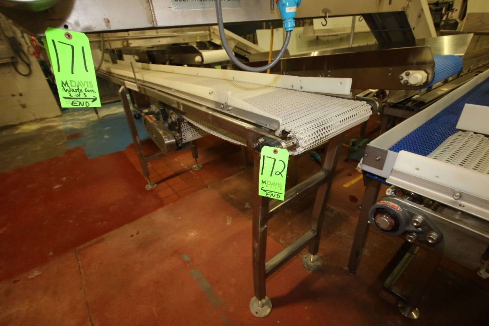 (5) Assorted Transfer Conveyors with ~15" to ~16" W Intralox Belts, Some with Flights, S/S Side and