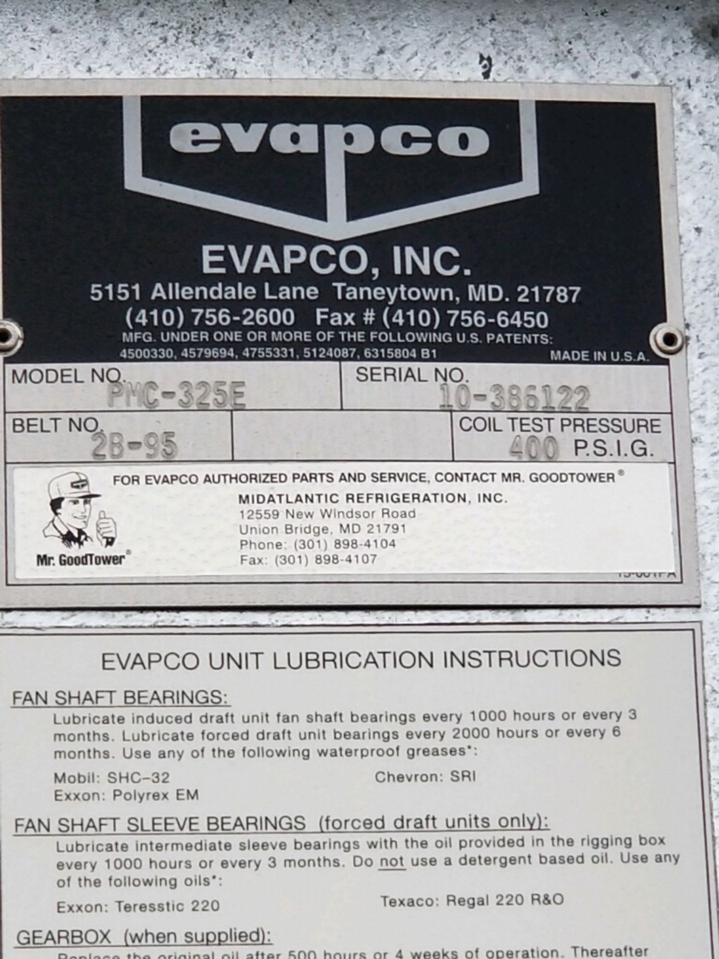 2010 Evapco 3-Fan Evaporative Condenser, Model PMC-325E, S/N 10-386122 (Located Outside) - Image 5 of 5
