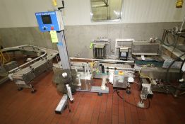 Inline Filling Systems Pressure Sensitive Inline Labeler with ~70" L Mounted S/S Conveyor with 12" W