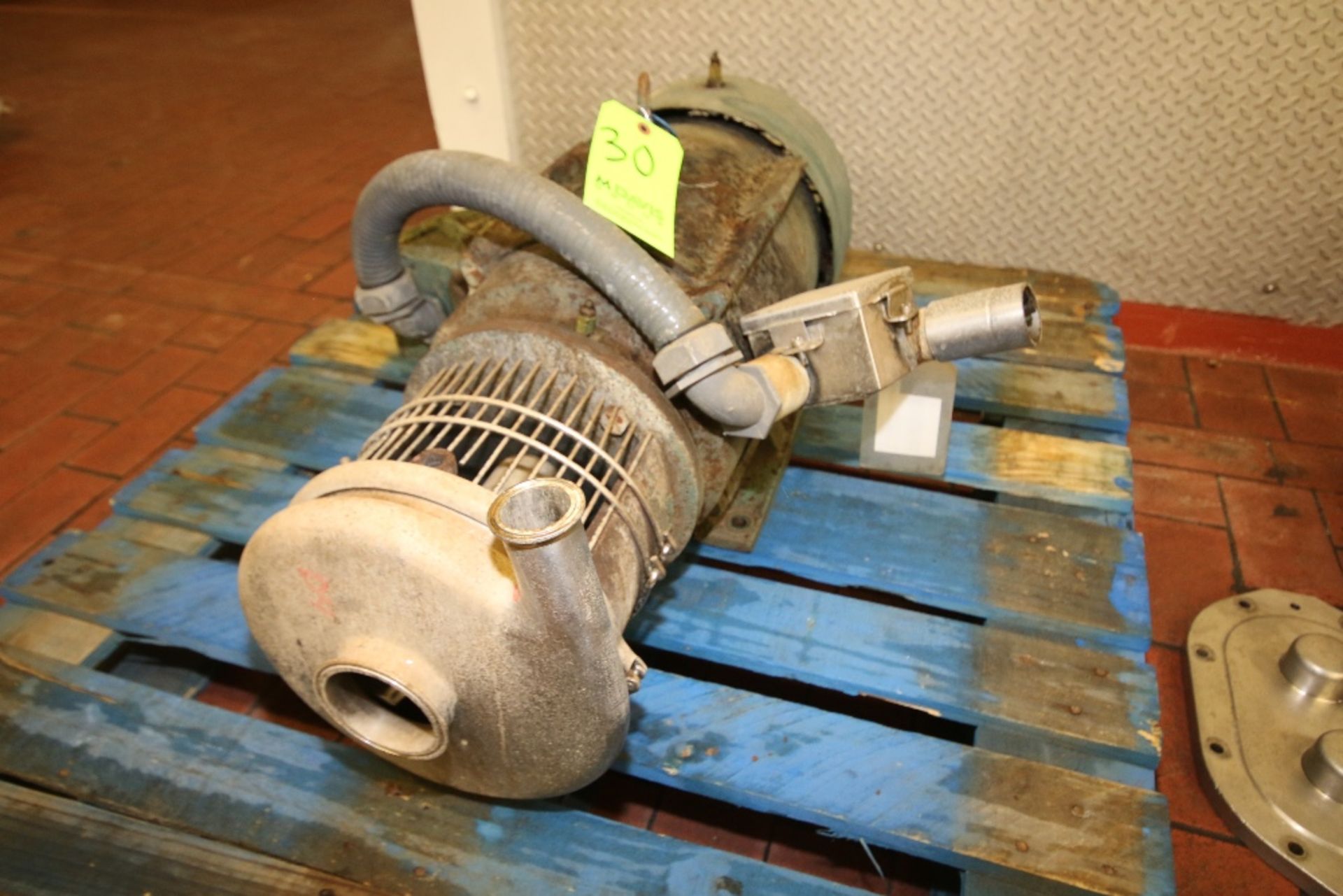 Tri-Clover 2 hp Centrifugal Pump, Model C218MD25T-S, S/N X6129 with 3" x 1-1/2" Clamp Type S/S