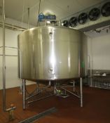 Seitz 3,000 Gal. Dome-Top, Cone-Bottom S/S Processor, S/N S97-8287-3 with Bottom and Side Sweep