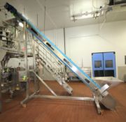 2010 Weighpack 168" H S/S Inclined Conveyor with 16" W Belt with Flights, Arpin Feed and IG5 VFD