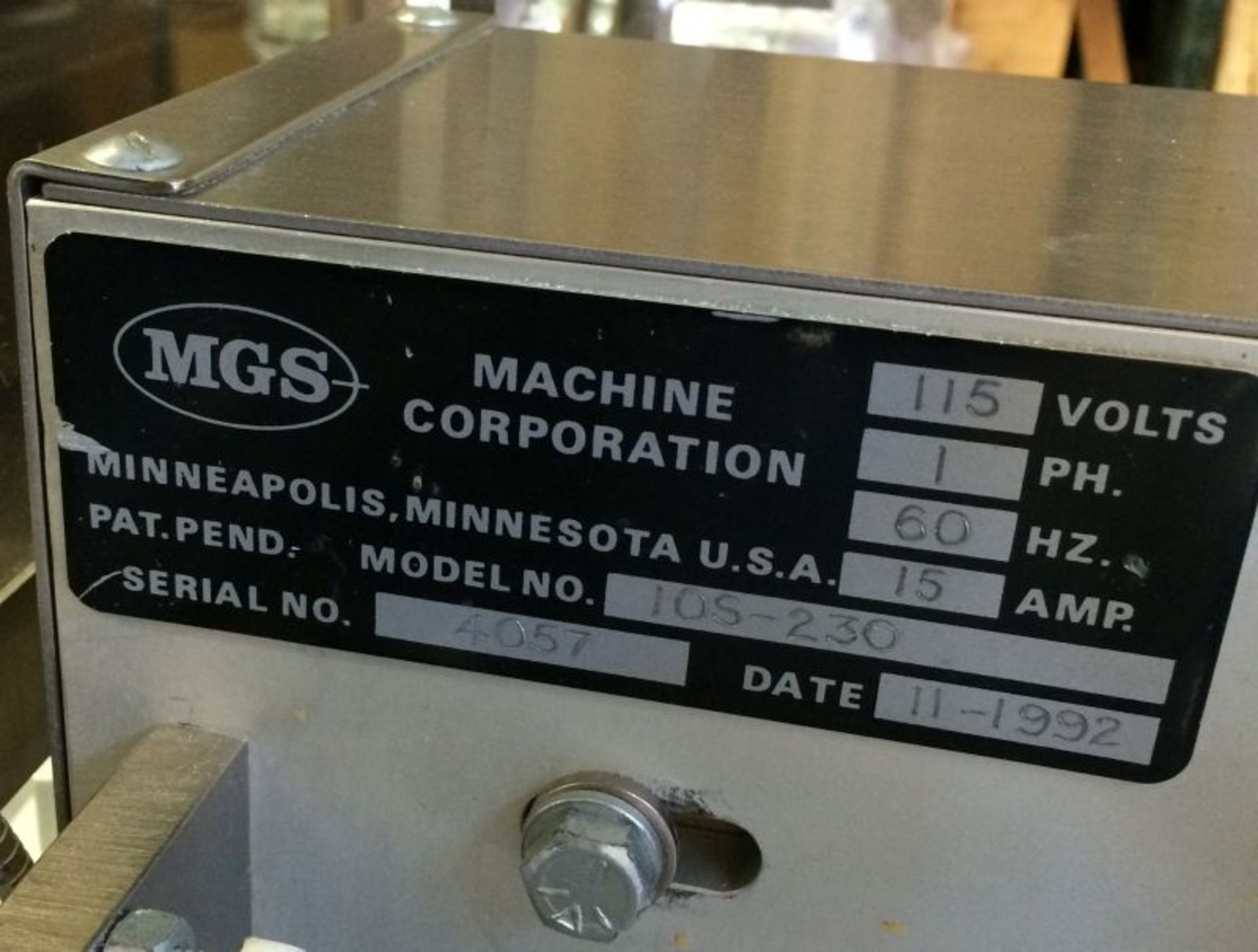 MGS Leaflet Inserter - Model 105-230, Serial 4057, 115 Volts, 1 Phase, 60 Hz, 15 Amp, Machine is - Image 7 of 7