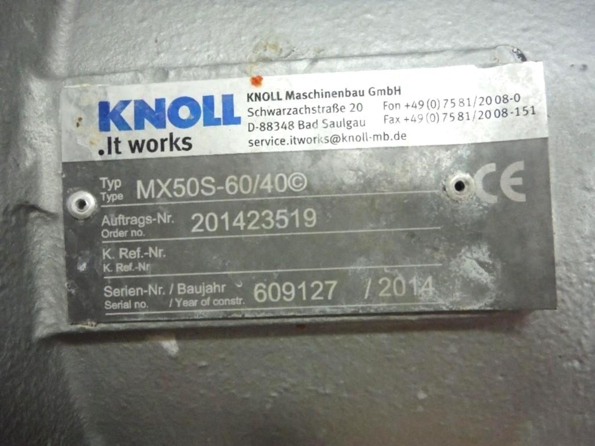 Knoll Progressive Cavity Pump Model: MX50S-60/40 Serial: 609127 Year: 2014, Last used in Food - Image 5 of 7