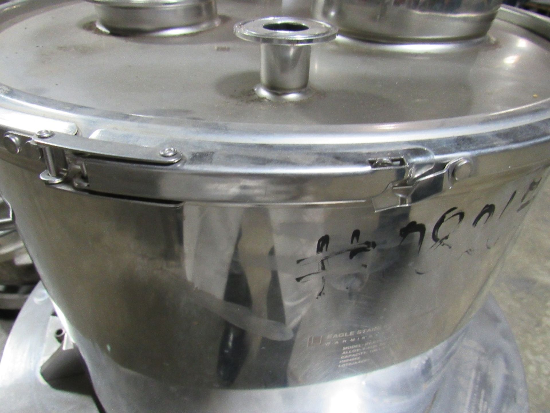 30-Gallon Eagle 304 Staihless Steel Pharma Finish Tank on Custom Base with Clamped on Cover and - Image 7 of 12