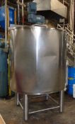 400-Gallon Stainless Steel, Jacketed and insulated process mix tank with scrape surface mixing