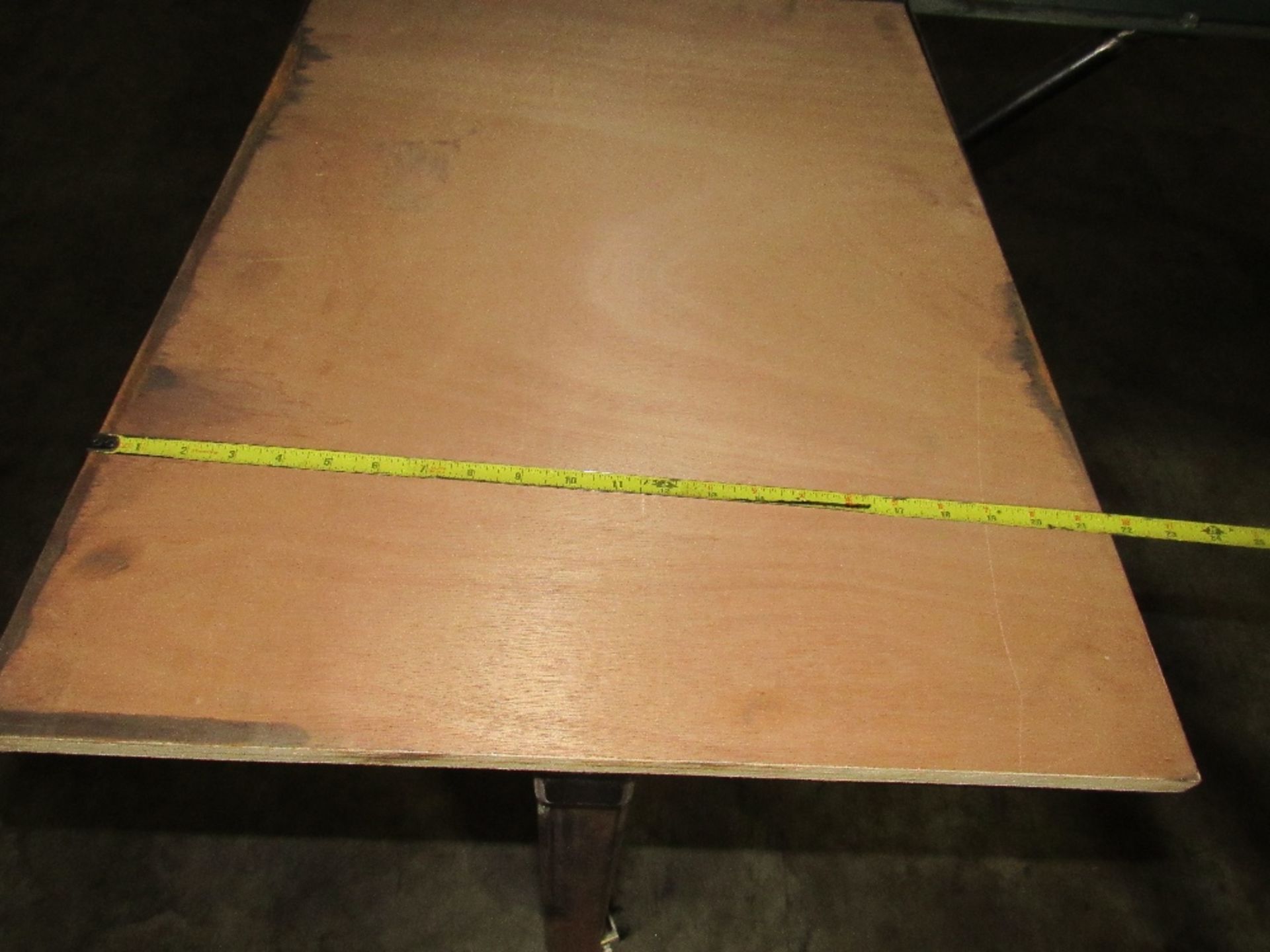 Packing Table with 10ft Hydrol Roller conveyor and two work surface with plywood tops on casters, - Image 7 of 12